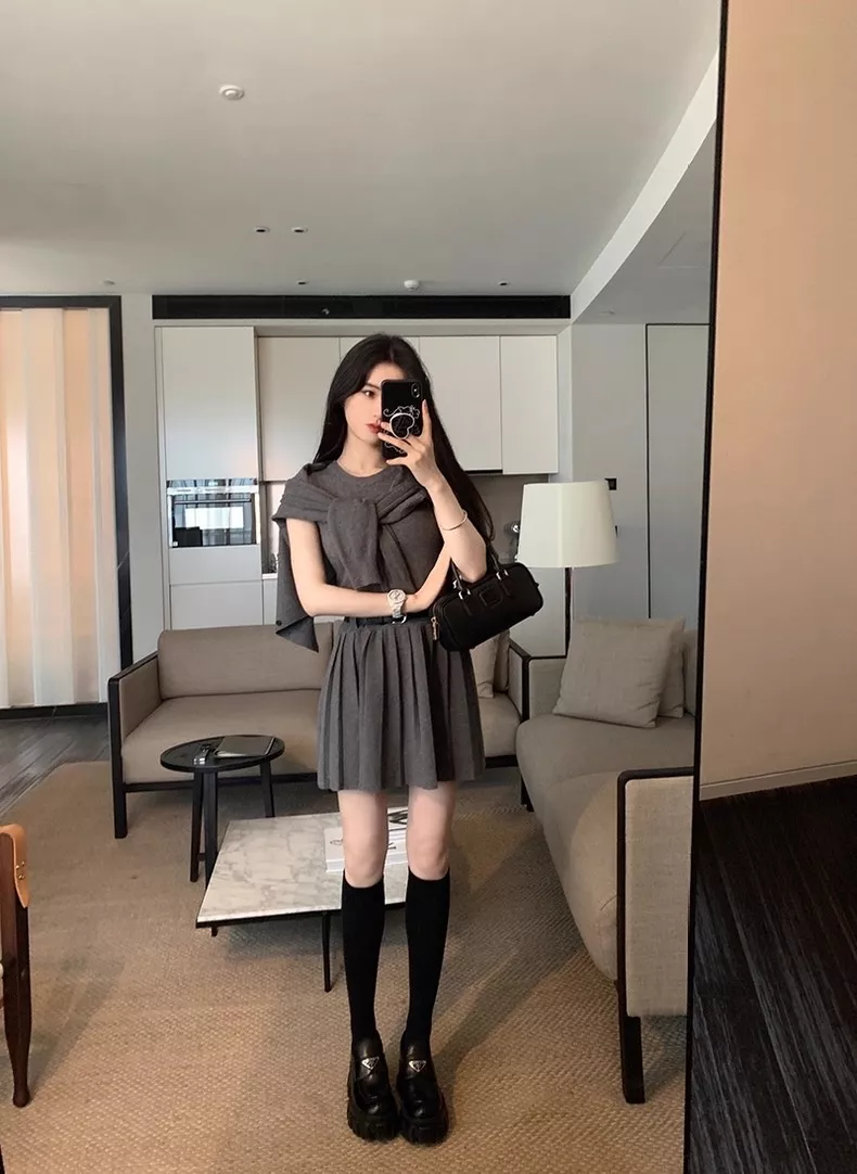 노브랜드 플리츠 원피스 가디건 여성용 투피스 상세 이미지 78