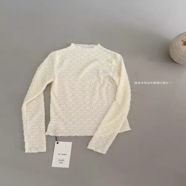 노브랜드 잔꽃 자카드 여성용 긴소매 티셔츠