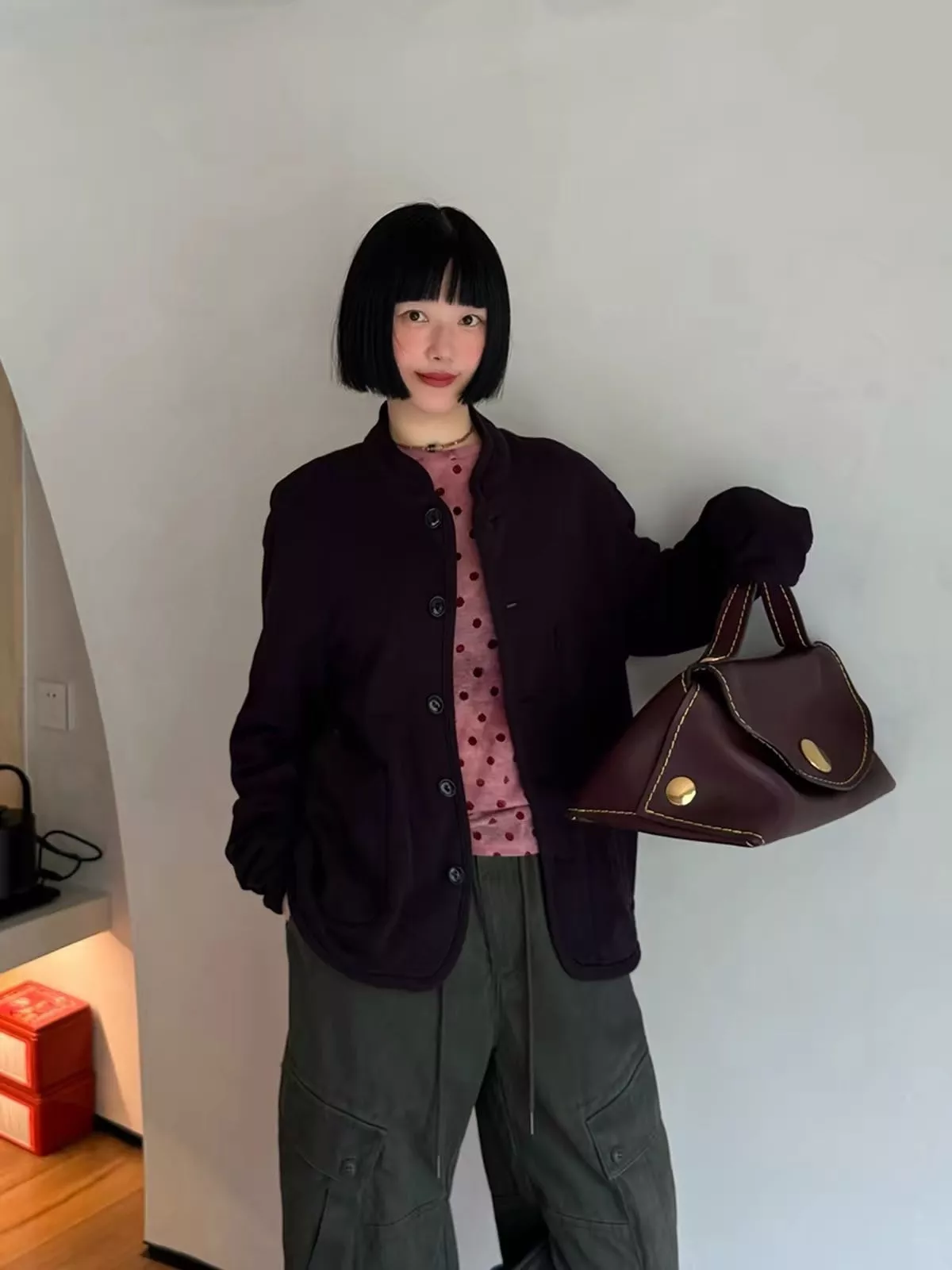 포티파이브알 스탠드넥 테리 여성용 버튼 재킷 상세 이미지 19