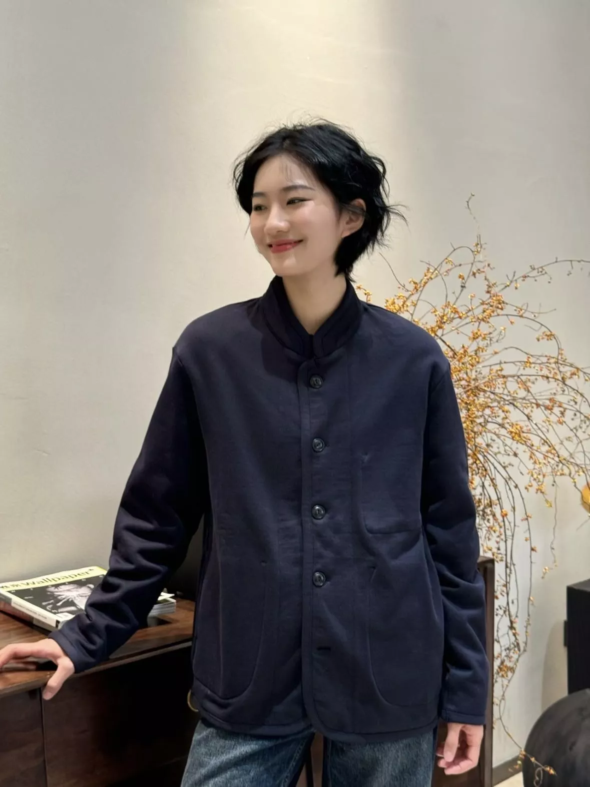 포티파이브알 스탠드넥 테리 여성용 버튼 재킷 상세 이미지 30
