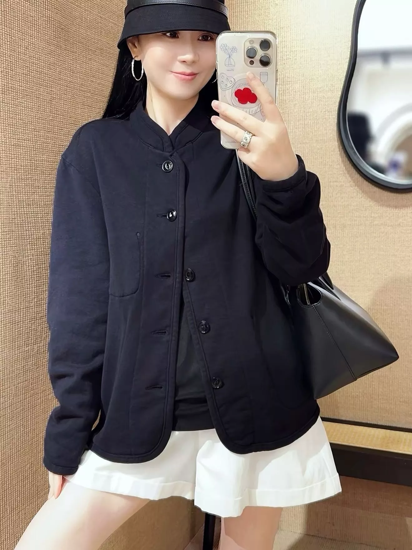 포티파이브알 스탠드넥 테리 여성용 버튼 재킷 상세 이미지 33
