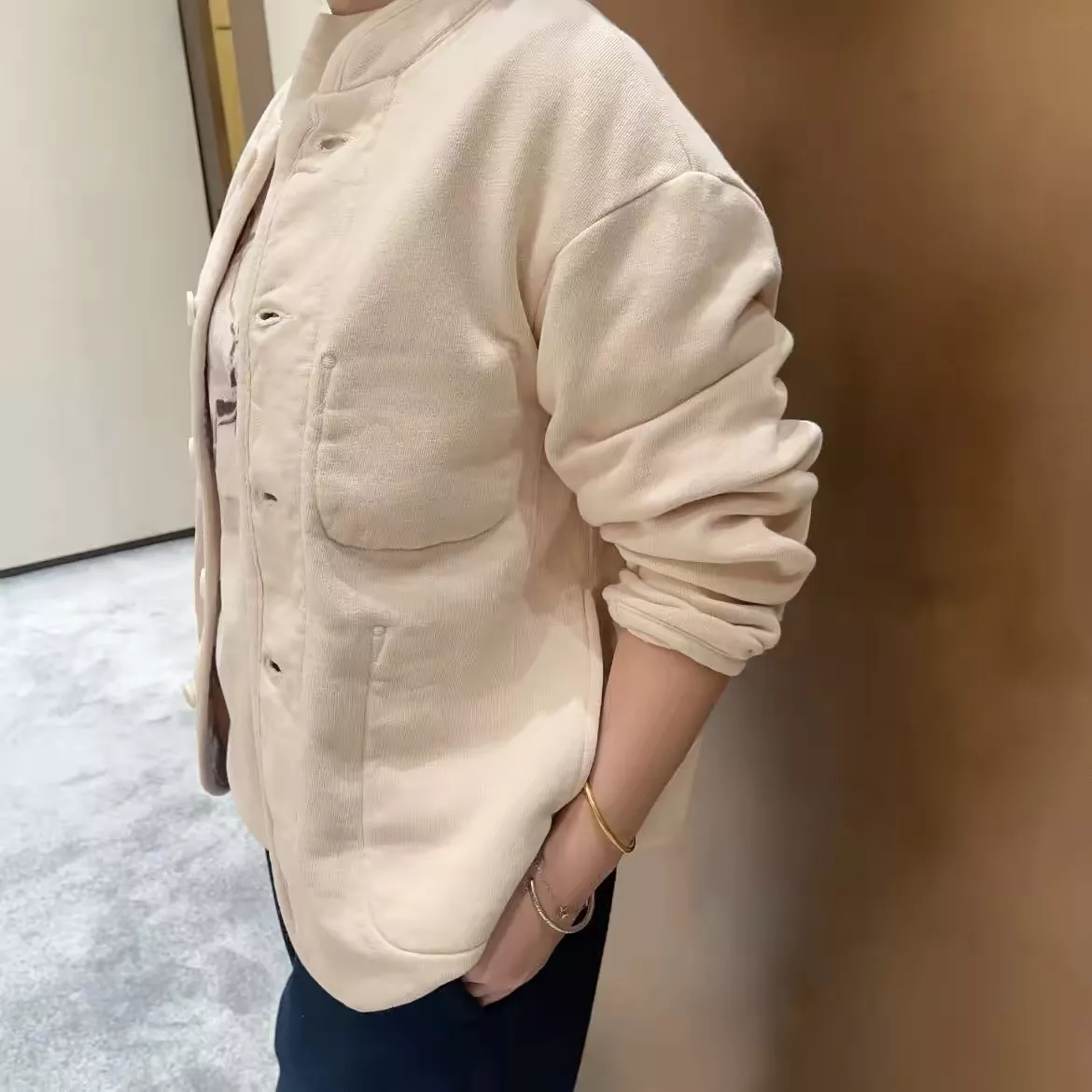 포티파이브알 스탠드넥 테리 여성용 버튼 재킷 상세 이미지 34