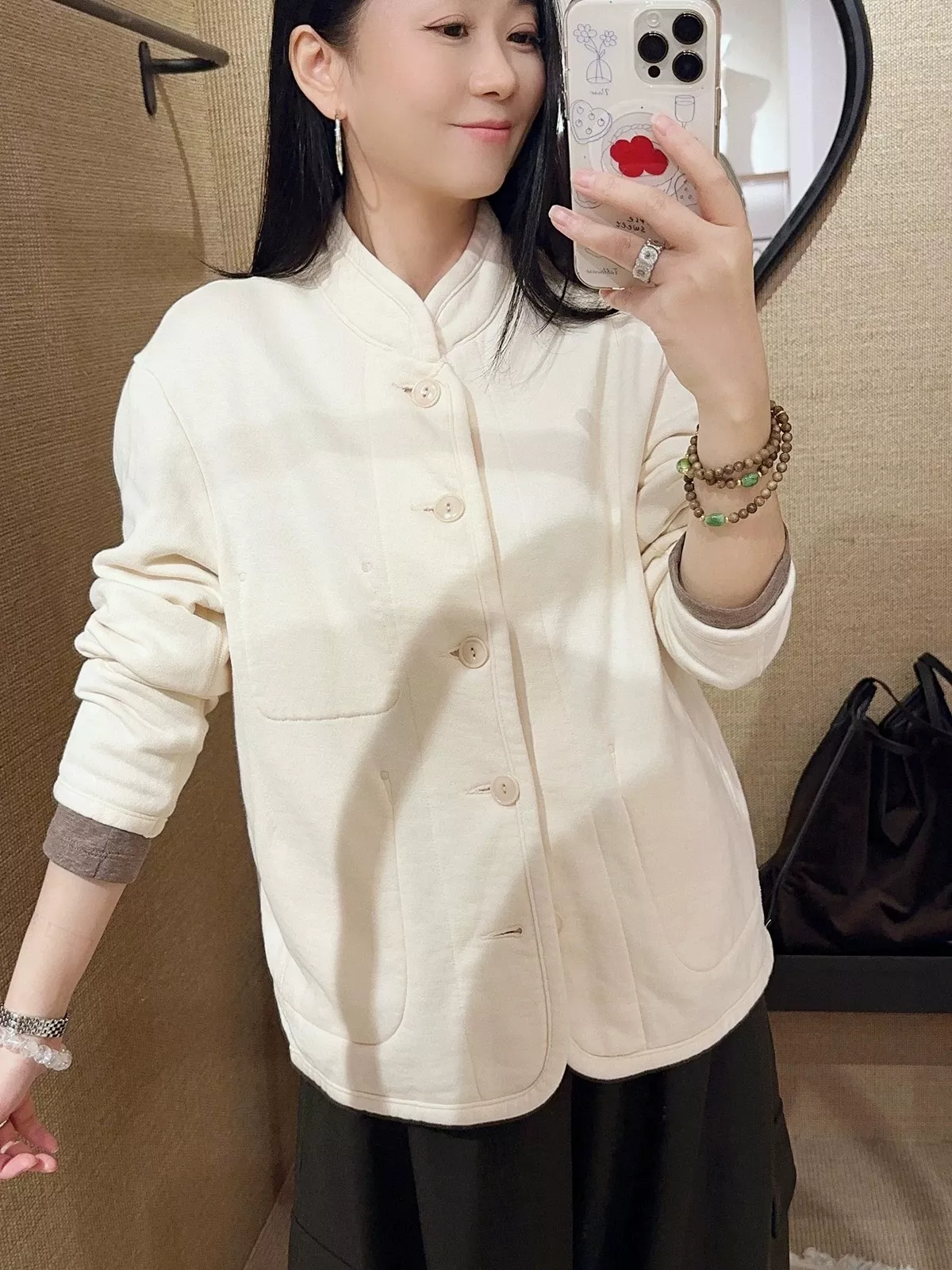 포티파이브알 스탠드넥 테리 여성용 버튼 재킷 상세 이미지 36