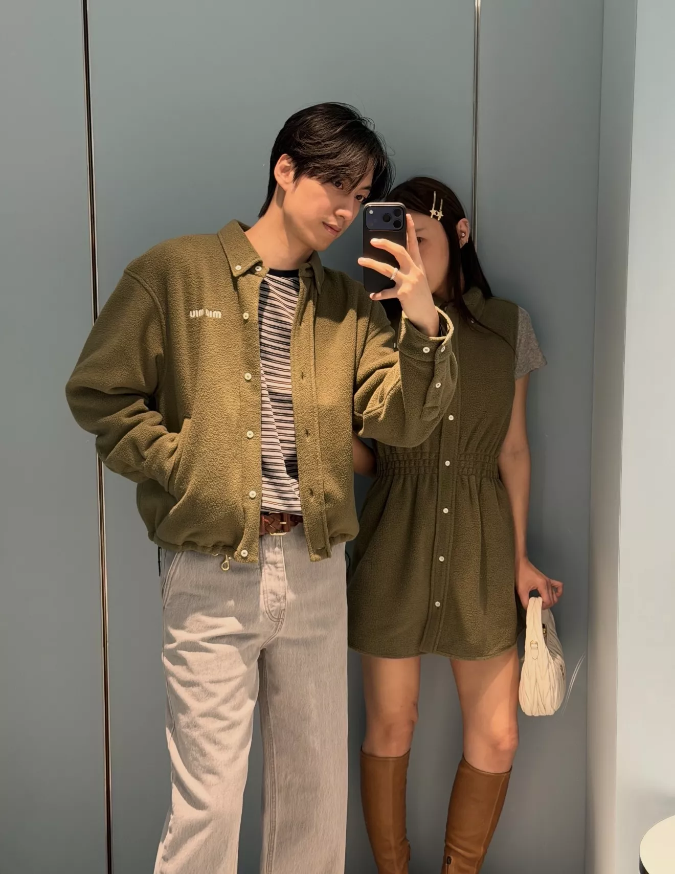 미우미우 플리스 민소매 밴딩 여성용 원피스 상세 이미지 10