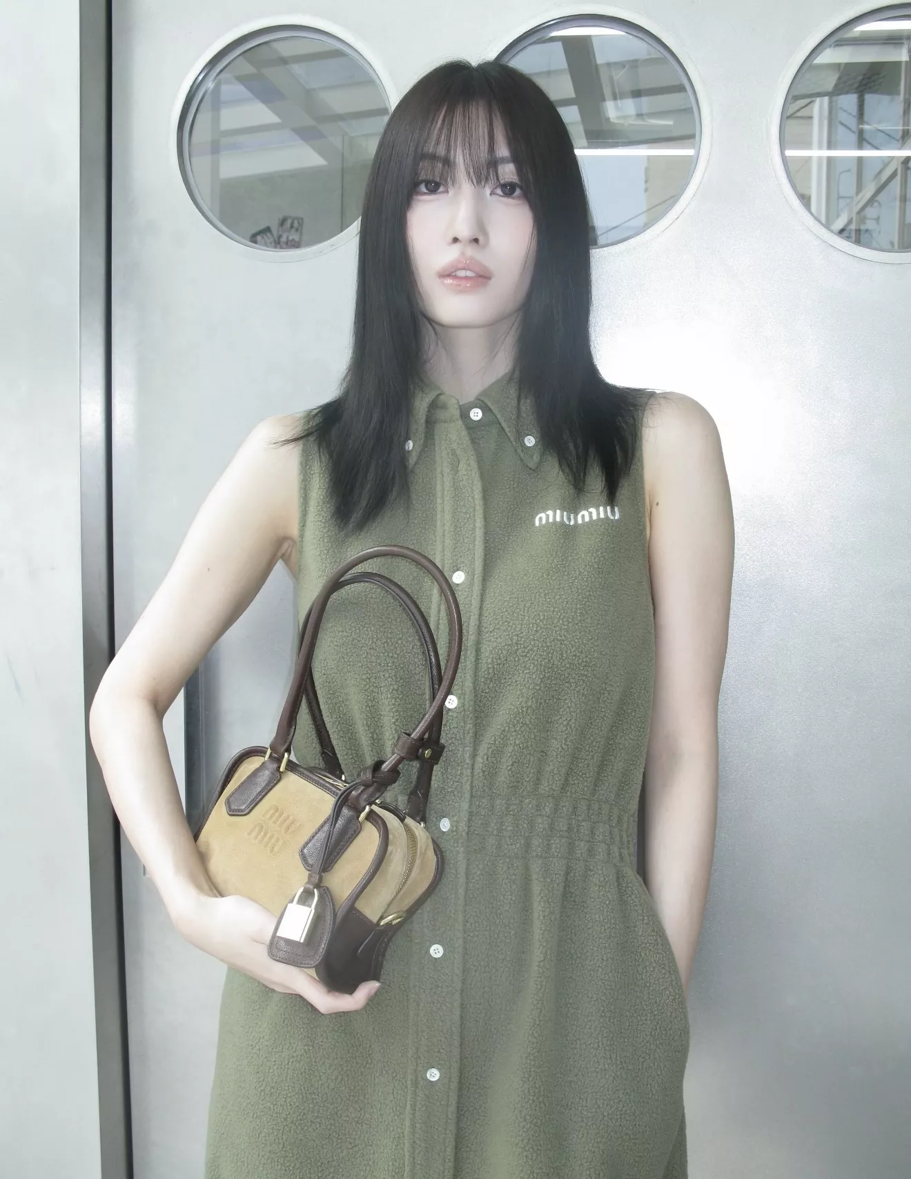 미우미우 플리스 민소매 밴딩 여성용 원피스 상세 이미지 16
