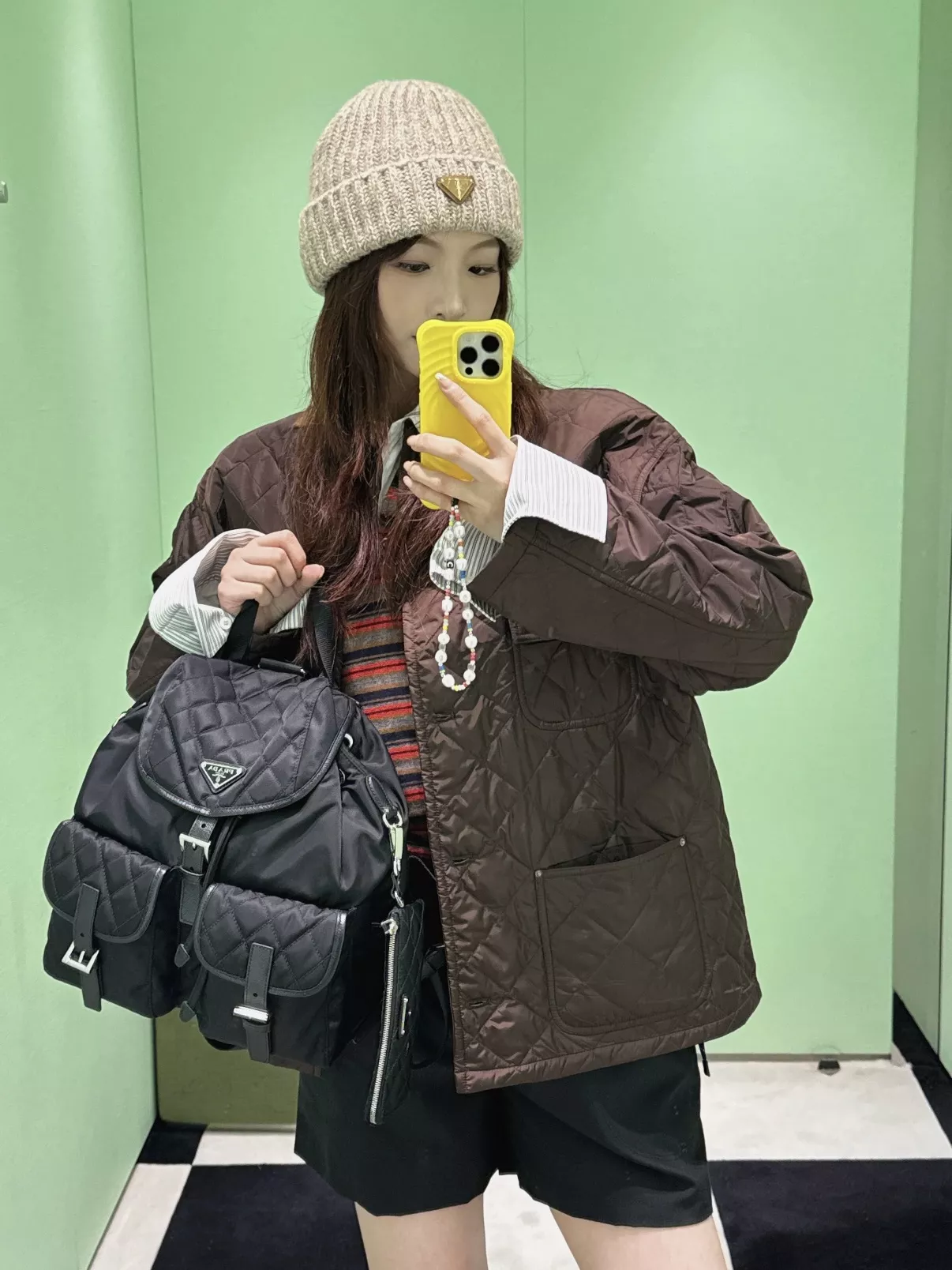 프라다 퀼팅 나일론 여성용 버튼 재킷 상세 이미지 15