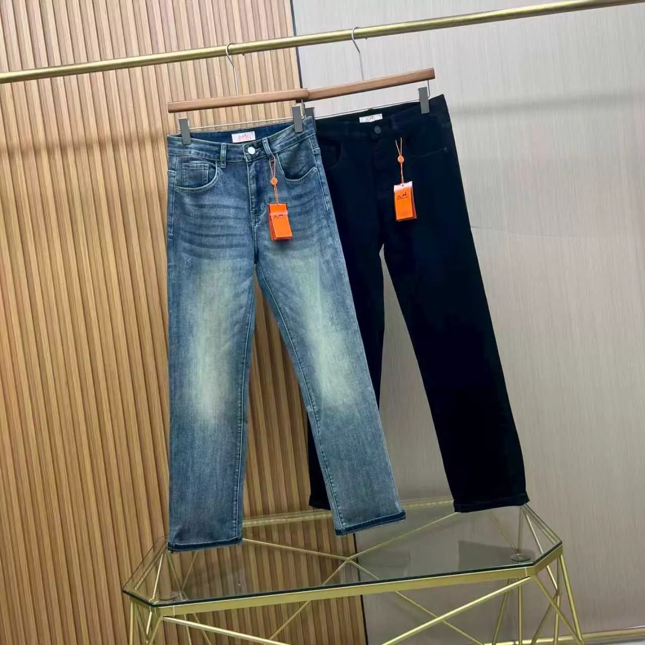 에르메스 슬림 스트레이트 남녀공용 데님 팬츠 상세 이미지 6