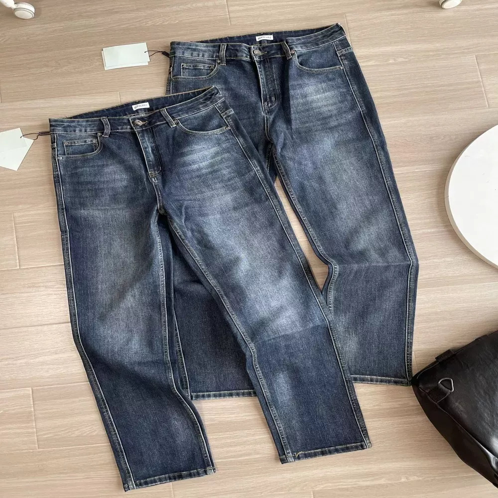 버버리 워싱 자수 남녀공용 데님 팬츠