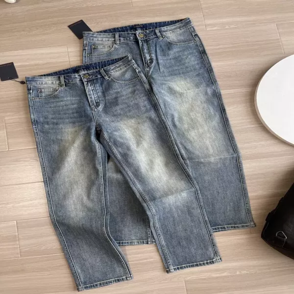 루이비통 워싱 자수 일자핏 남녀공용 데님 팬츠