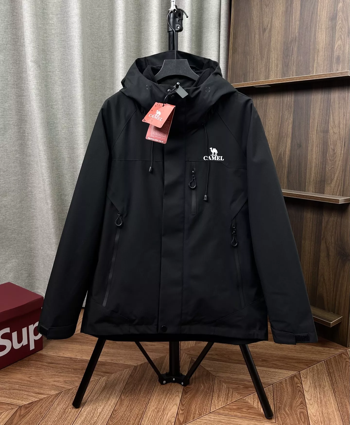 카멜 탈부착 내피 남녀공용 쇼트 패딩 상세 이미지 3