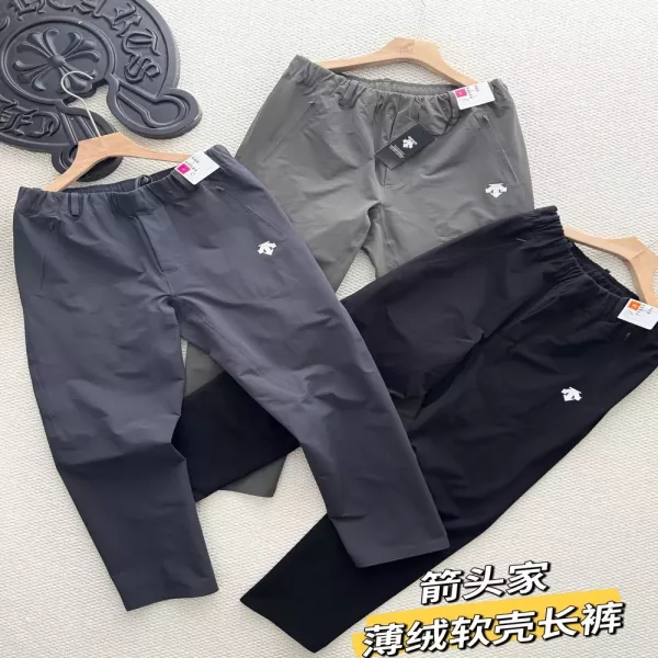 데상트 얇은 기모 소프트셸 남녀공용 트레이닝 팬츠