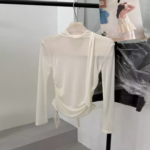 노브랜드 시스루 셔링 여성용 긴소매 티셔츠