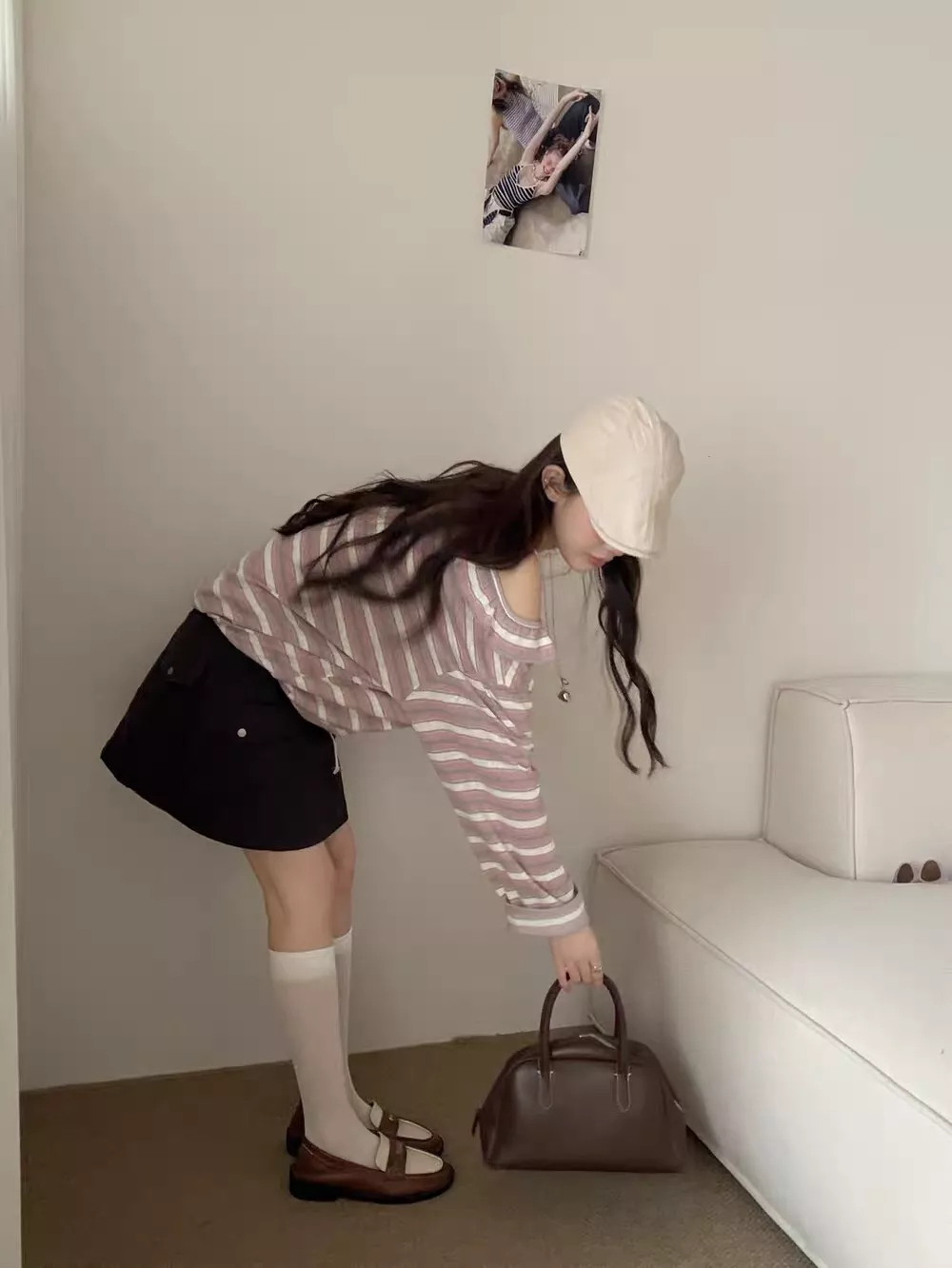 노브랜드 스트라이프 프릴 여성용 긴소매 티셔츠 상세 이미지 37