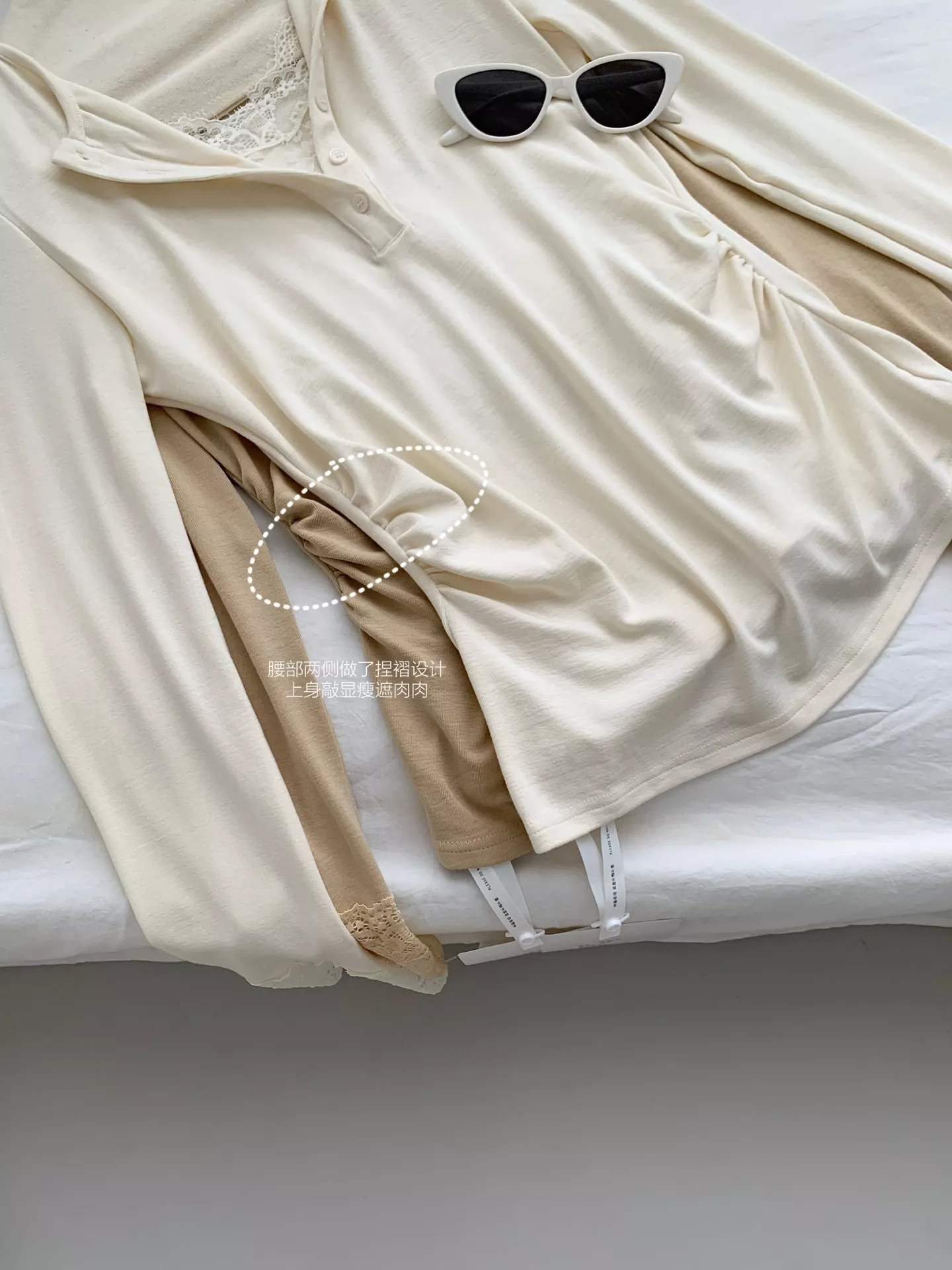 노브랜드 레이스 레이어드 여성용 긴소매 티셔츠 상세 이미지 18