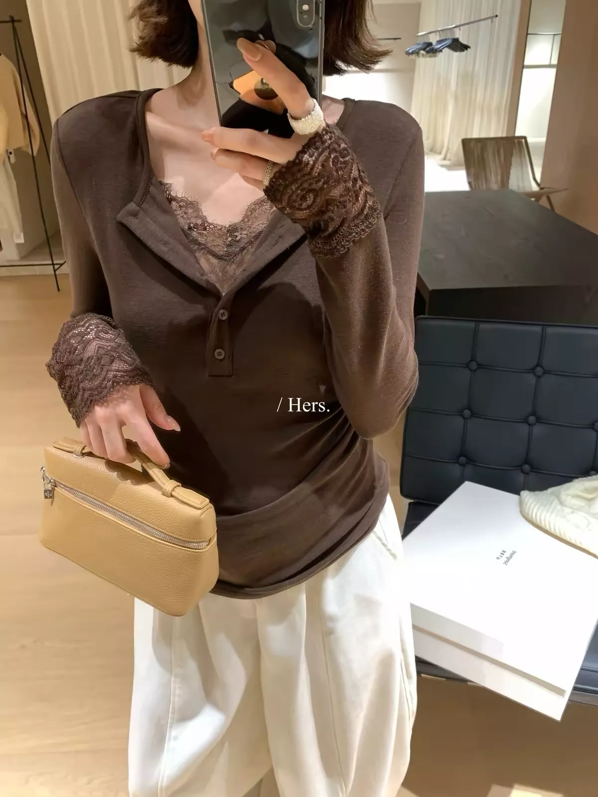 노브랜드 레이스 레이어드 여성용 긴소매 티셔츠 상세 이미지 38