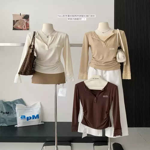 노브랜드 레이스 레이어드 여성용 긴소매 티셔츠