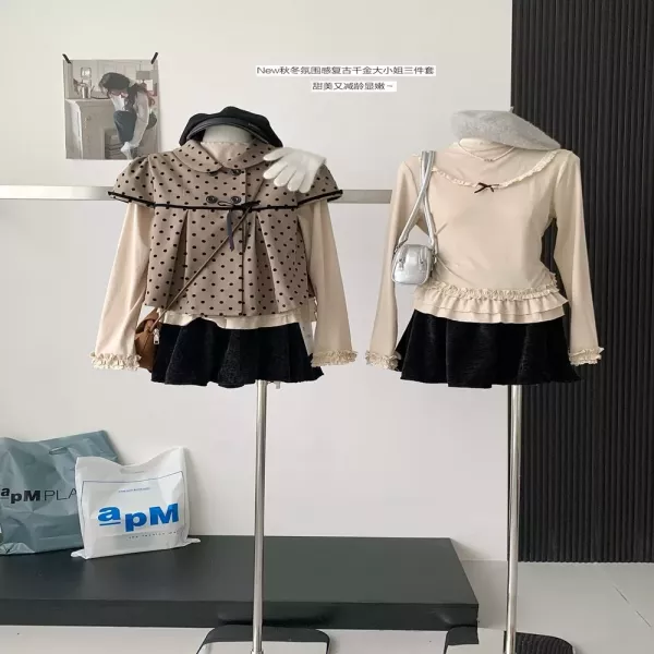 노브랜드 도트 프릴 여성용 긴소매 티셔츠