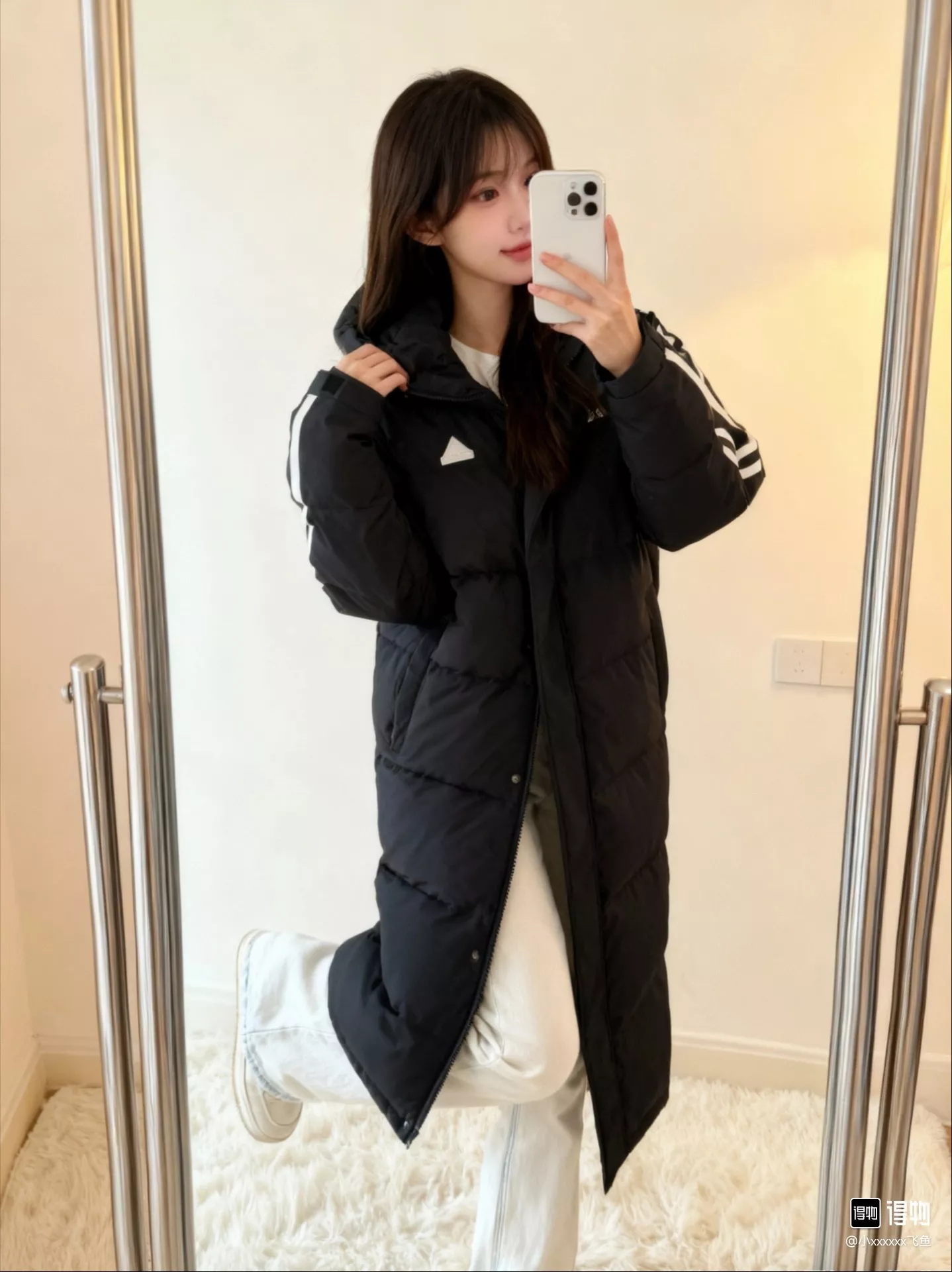 아디다스 삼선 드롭 숄더 남녀공용 롱 패딩 상세 이미지 28