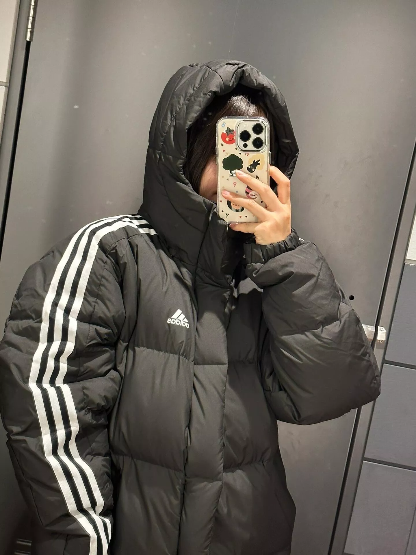 아디다스 후드 드롭 숄더 남녀공용 쇼트 패딩 상세 이미지 23