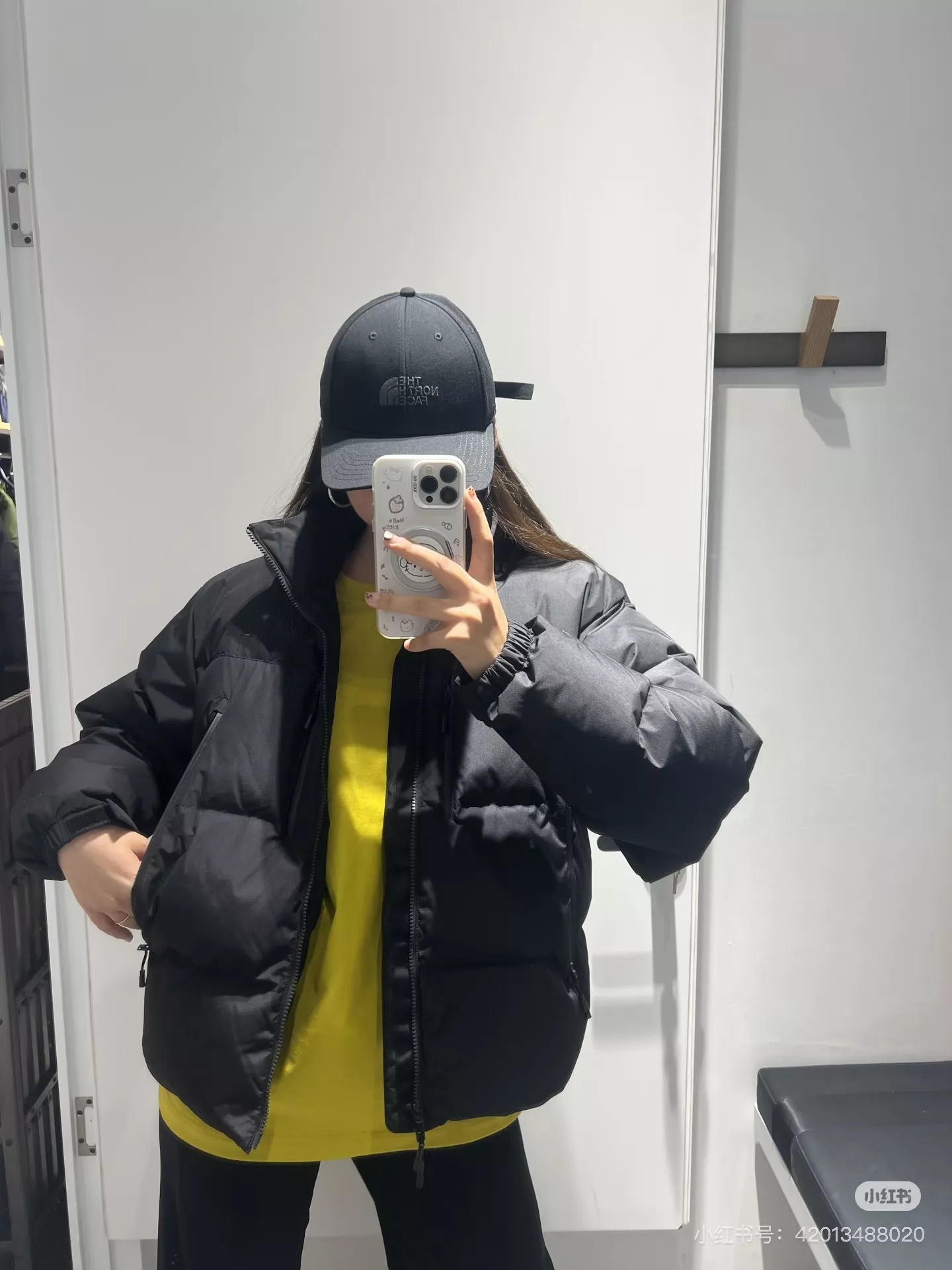 노스페이스 무광 숨김 후드 남녀공용 쇼트 패딩 상세 이미지 30