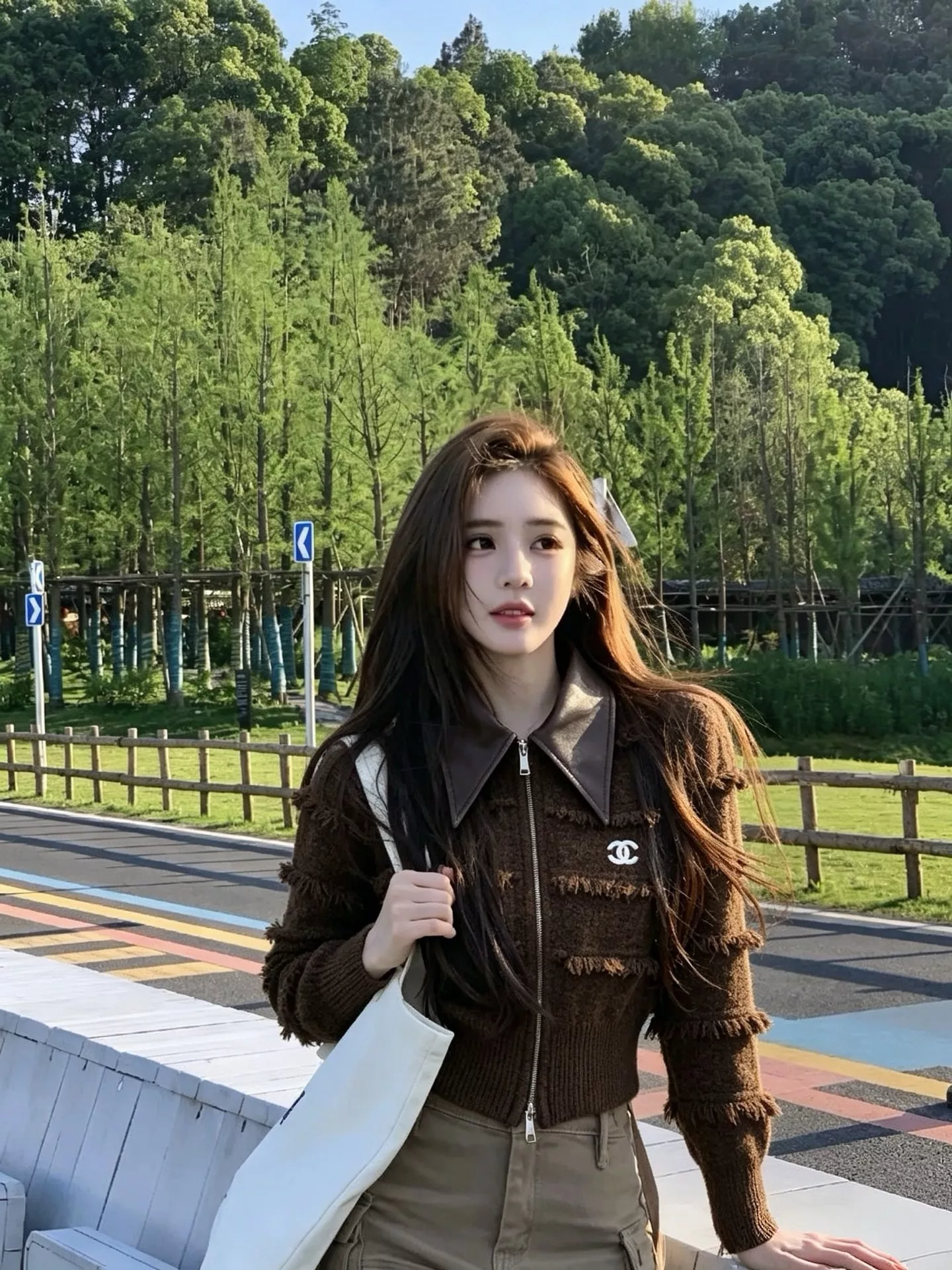 샤넬 가죽 칼라 크롭 여성용 니트 재킷 상세 이미지 12