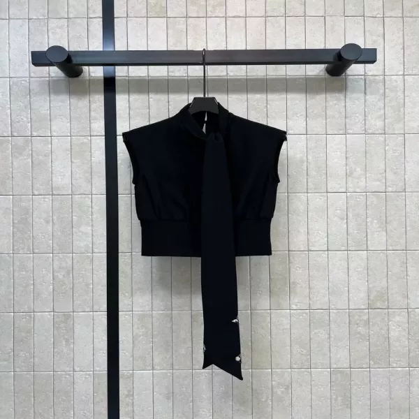 루이비통 타이넥 크롭 여성용 민소매 블라우스