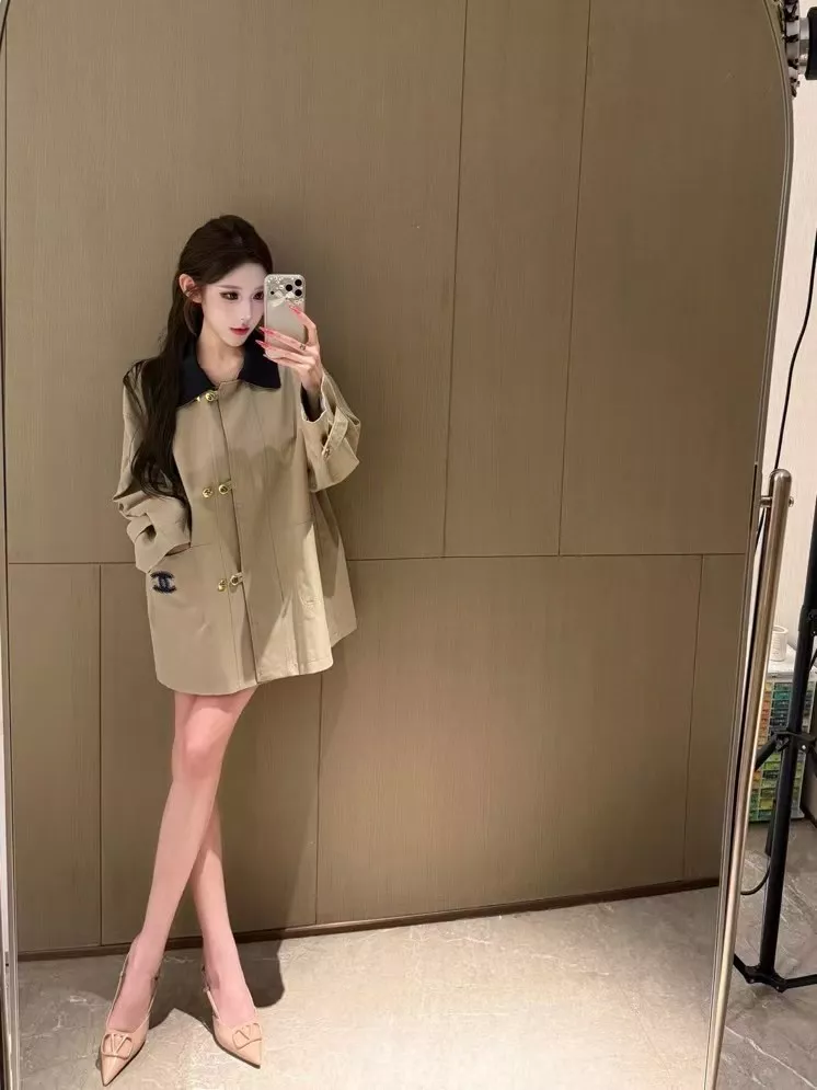 샤넬 배색 칼라 자수 여성용 쇼트 코트 상세 이미지 24