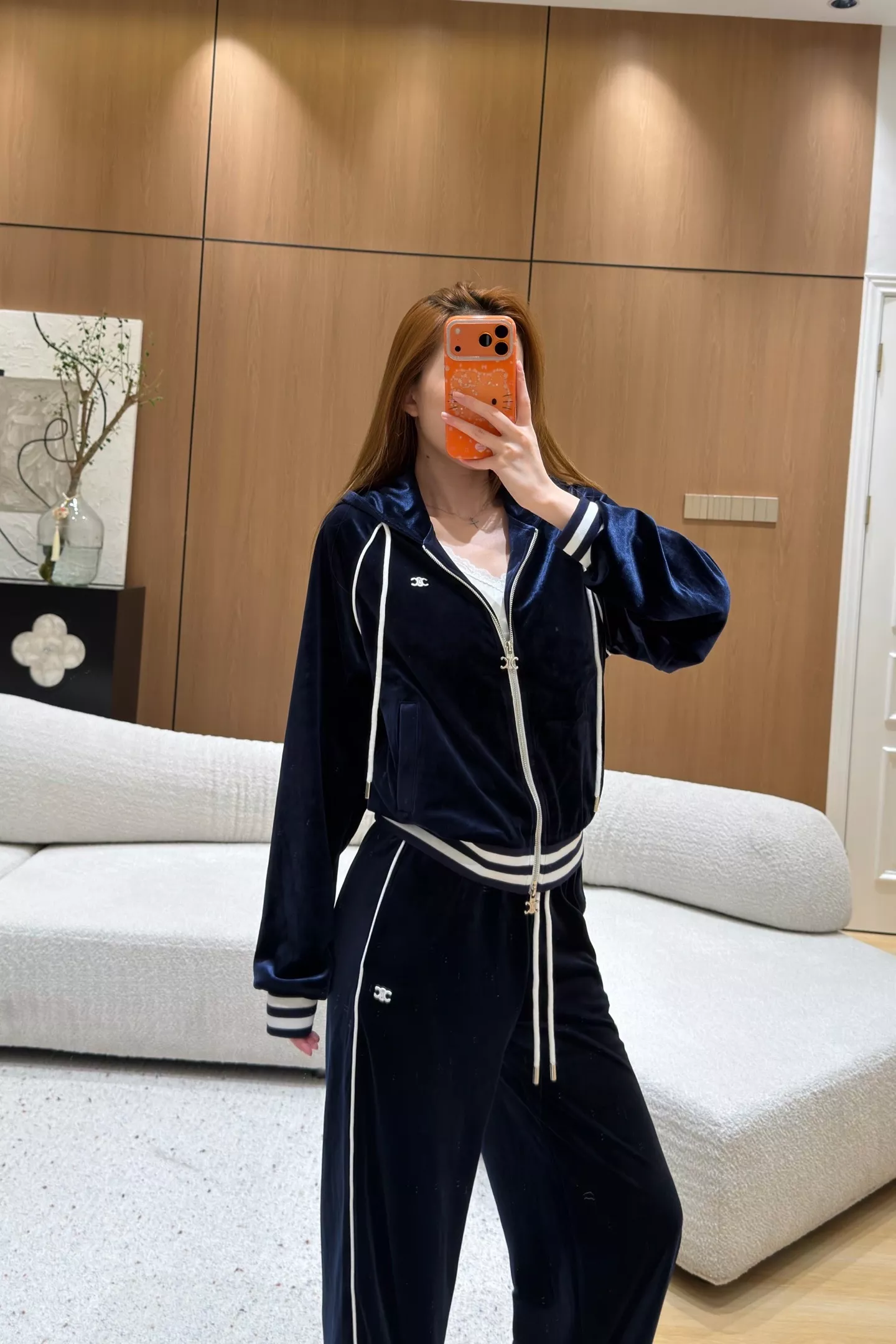 셀린느 벨벳 후드 집업 여성용 상하의 세트 상세 이미지 23