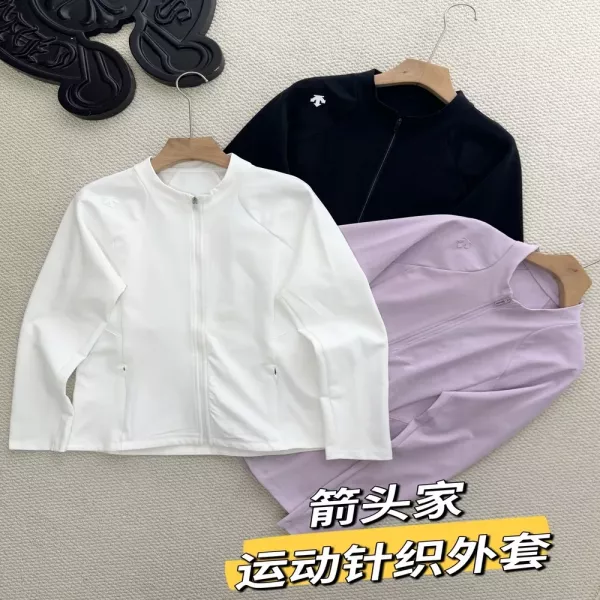 데상트 스탠드넥 래글런 여성용 집업 재킷