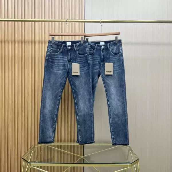 버버리 워싱 소가죽 라벨 남녀공용 데님 팬츠