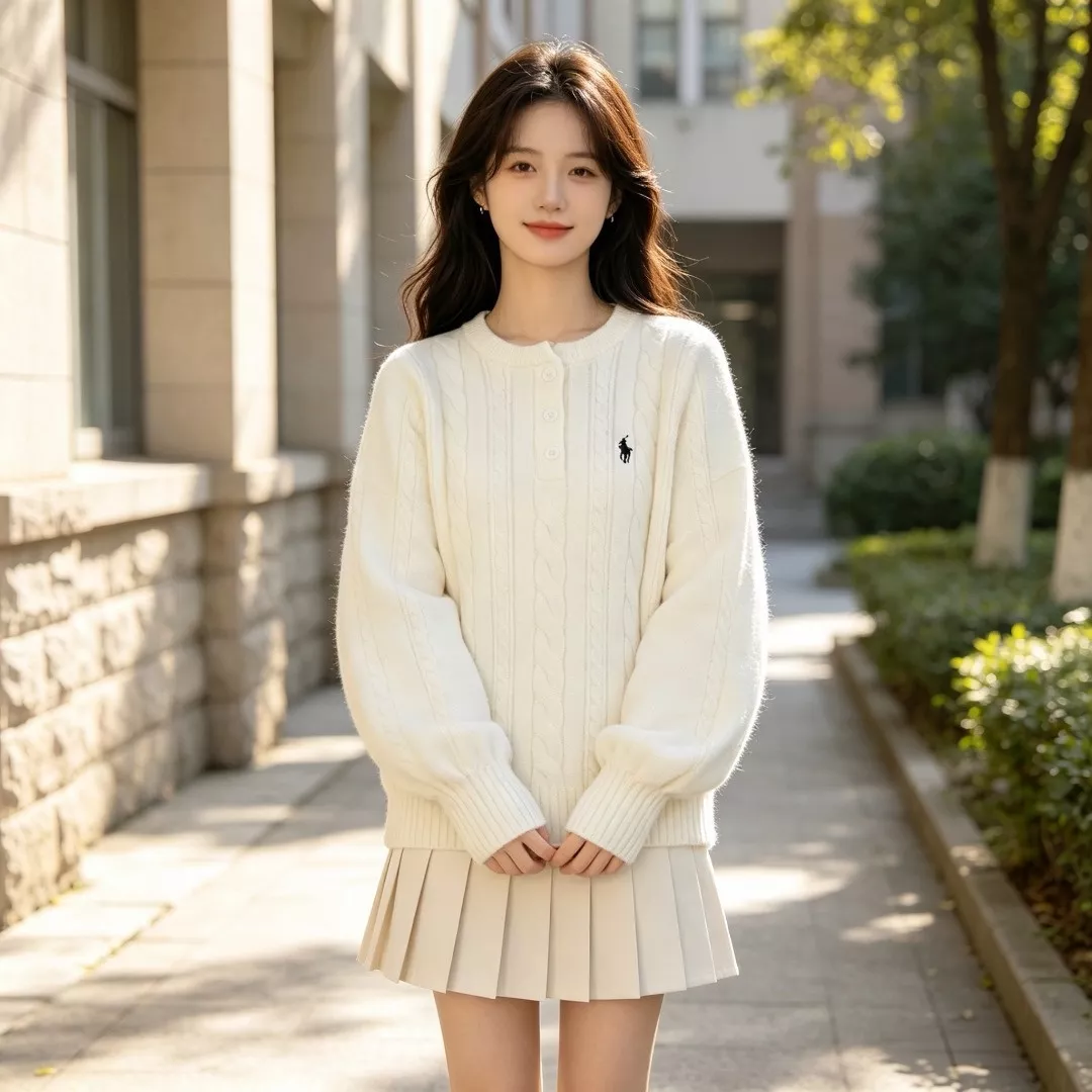 랄프로렌 케이블 벌룬 소매 여성용 긴소매 니트 상세 이미지 10