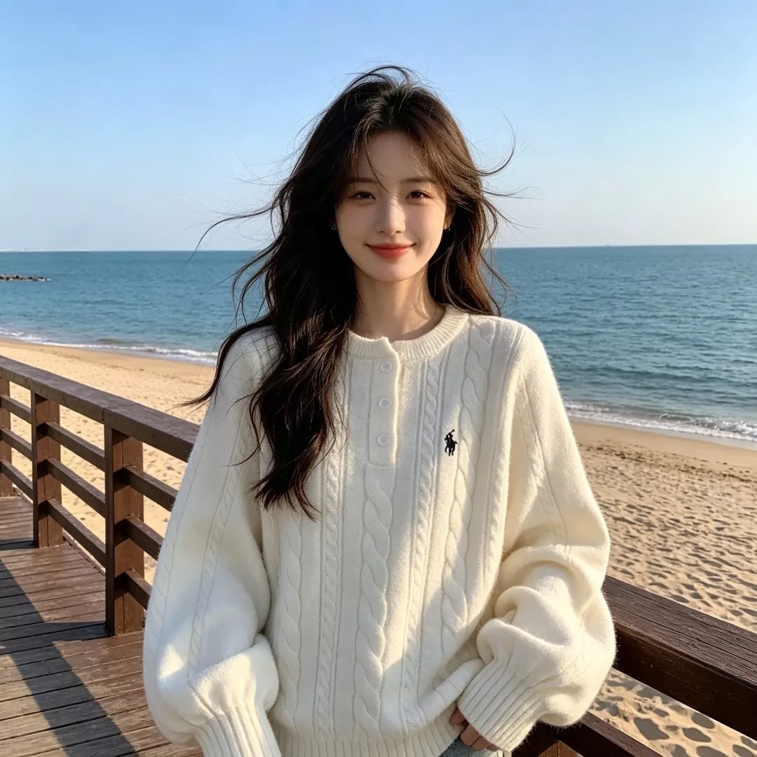 랄프로렌 케이블 벌룬 소매 여성용 긴소매 니트 상세 이미지 12