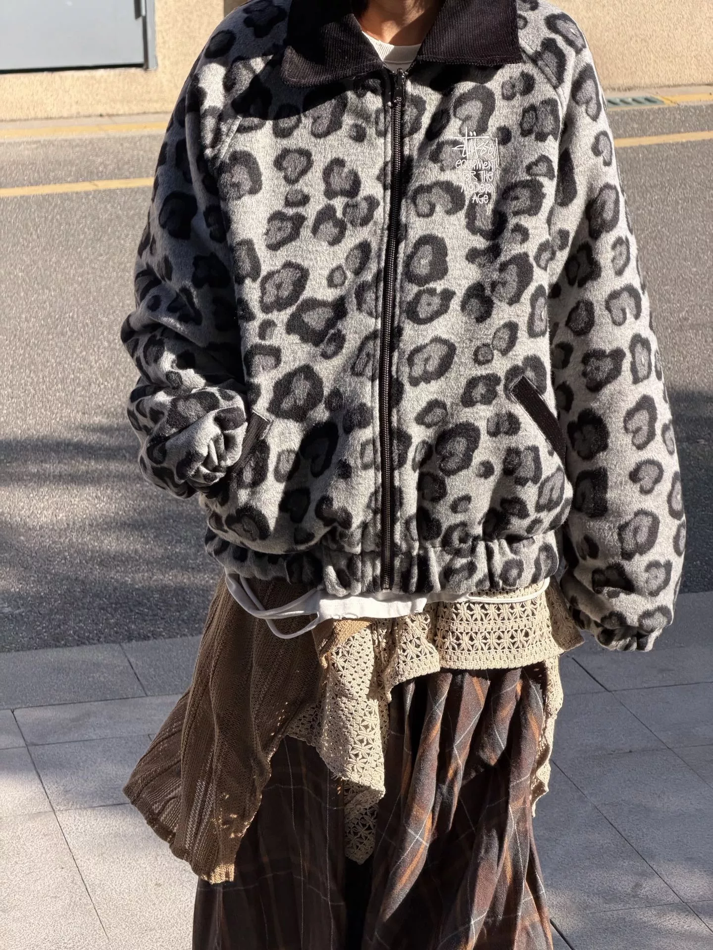 스투시 레오파드 양면 남녀공용 쇼트 패딩 상세 이미지 22