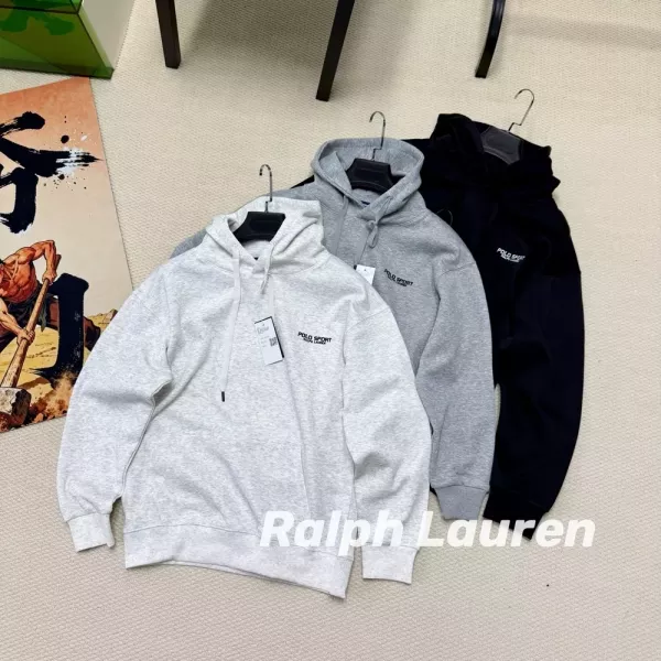 랄프로렌 레터링 자수 남녀공용 후드 티셔츠