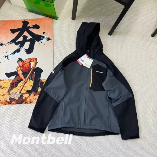 몽벨 배색 소프트셸 남녀공용 후드 재킷