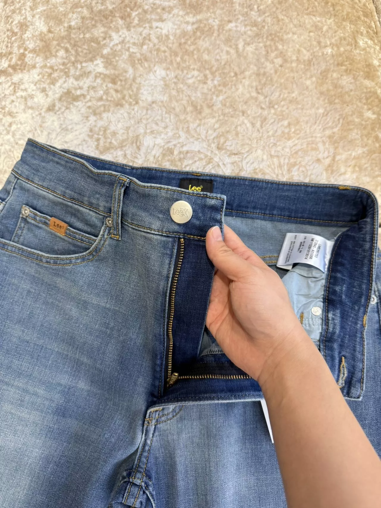 리 워싱 스트레이트 남녀공용 데님 팬츠 상세 이미지 9