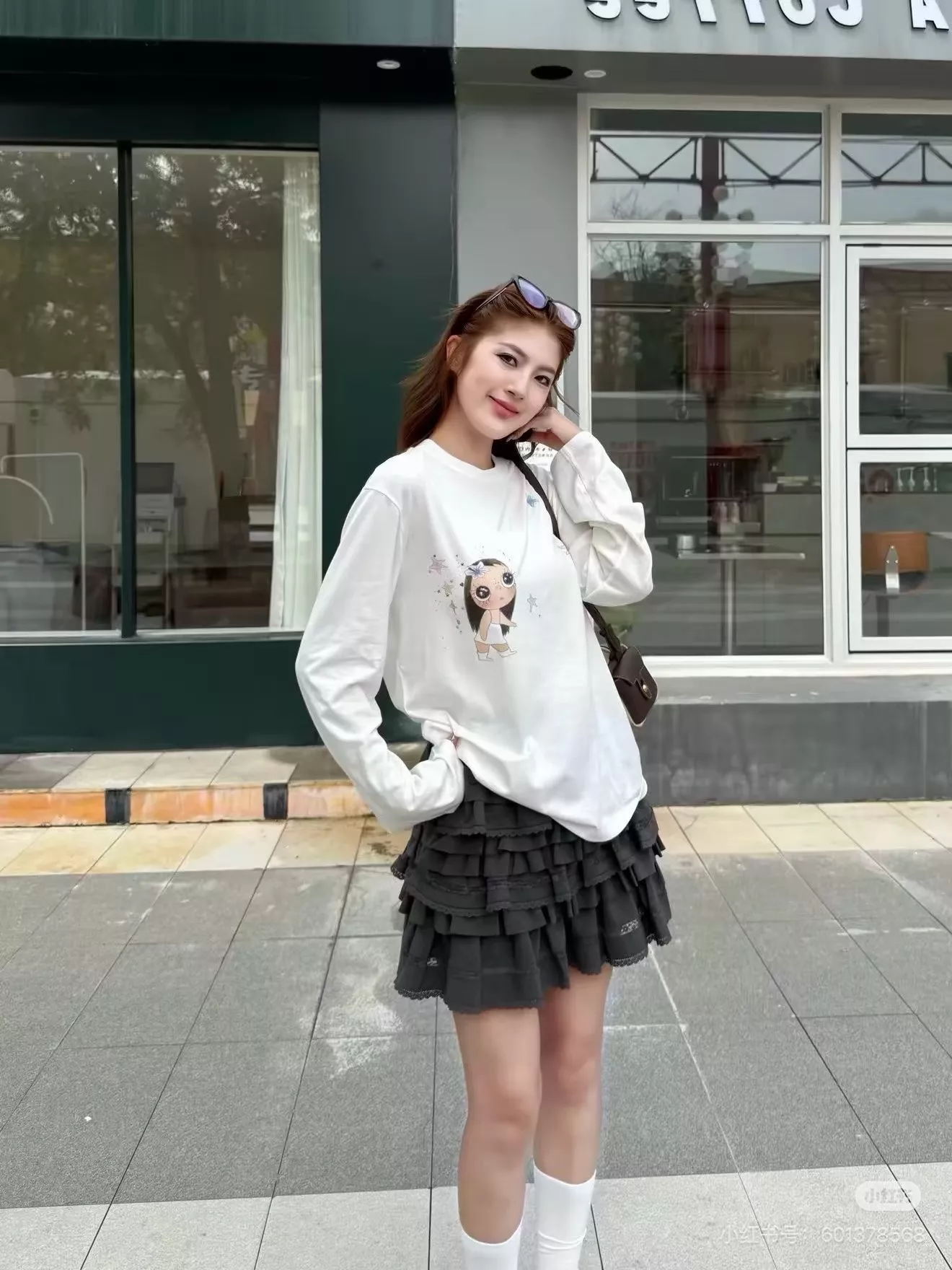 디지트 별 스톤 프린트 여성용 긴소매 티셔츠 상세 이미지 12
