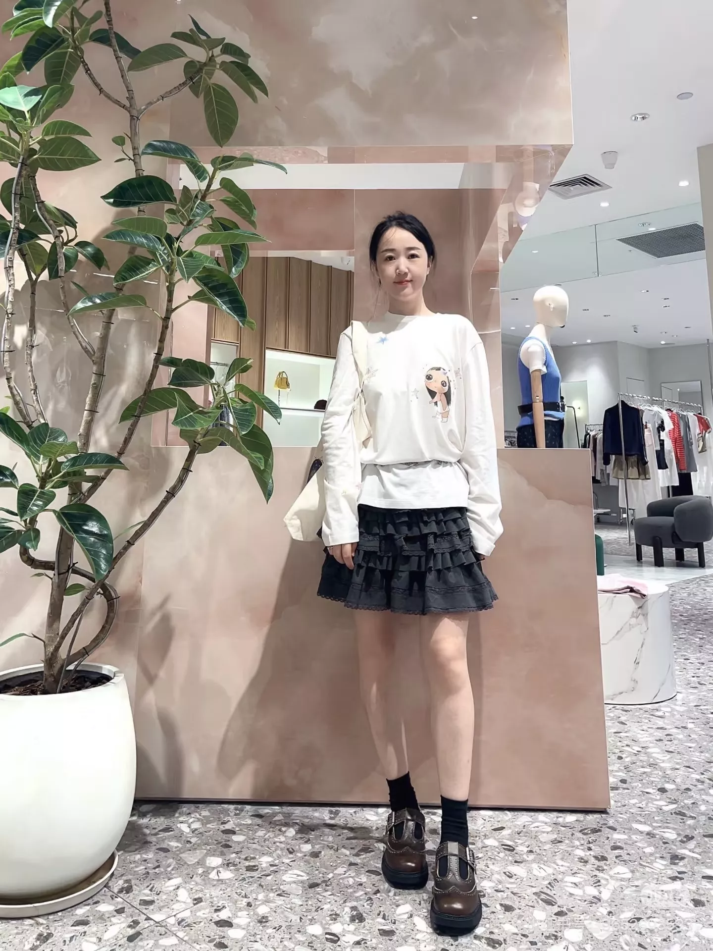 디지트 별 스톤 프린트 여성용 긴소매 티셔츠 상세 이미지 15