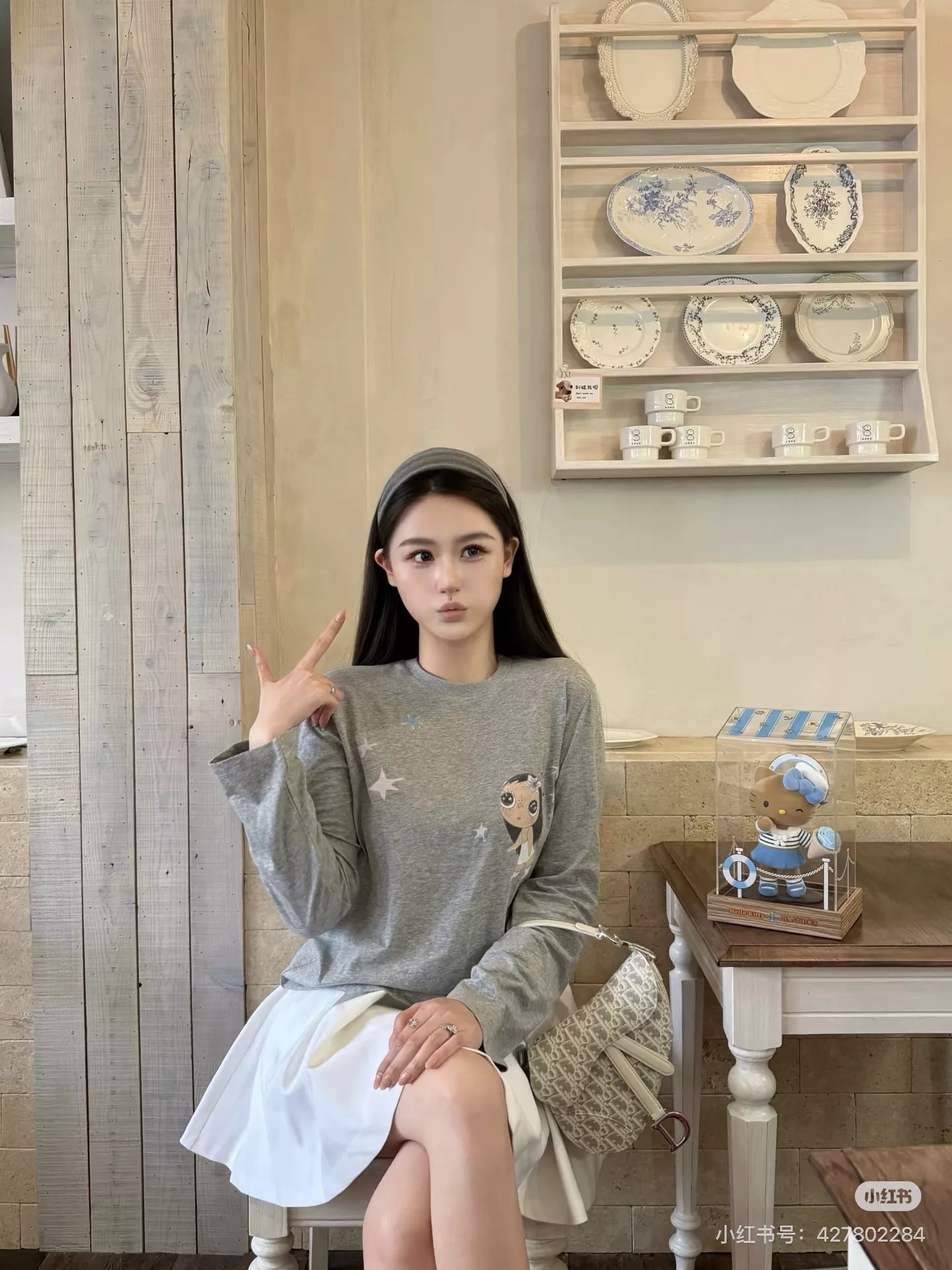 디지트 별 스톤 프린트 여성용 긴소매 티셔츠 상세 이미지 19