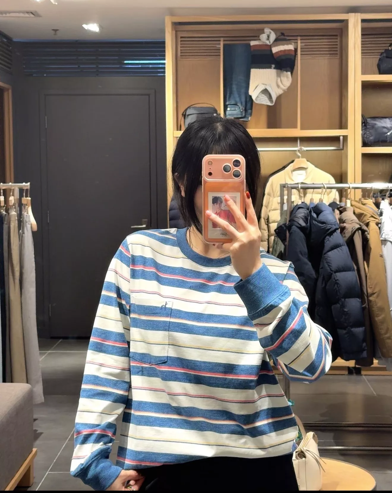 헤지스 스트라이프 포켓 여성용 긴소매 티셔츠 상세 이미지 26