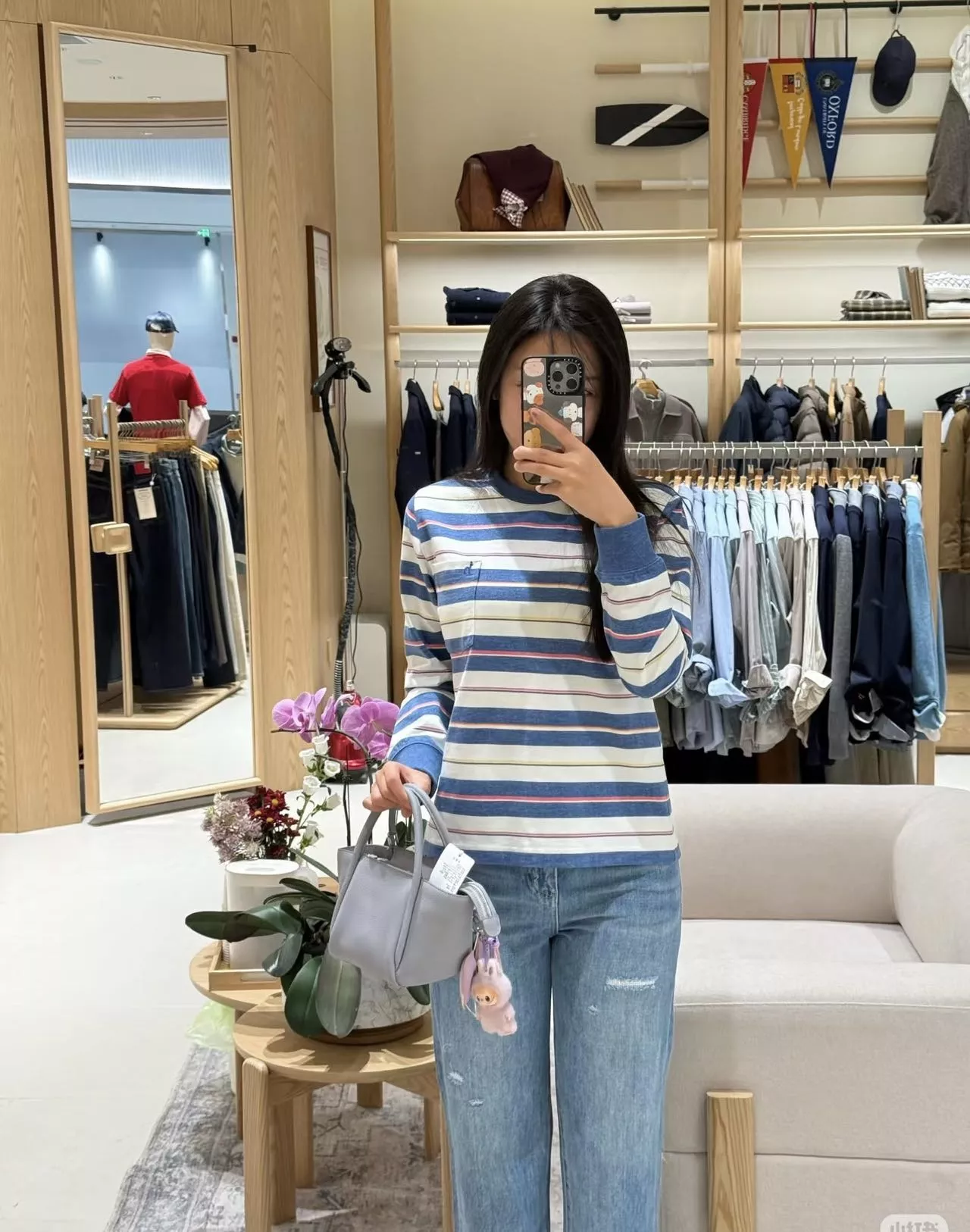 헤지스 스트라이프 포켓 여성용 긴소매 티셔츠 상세 이미지 7
