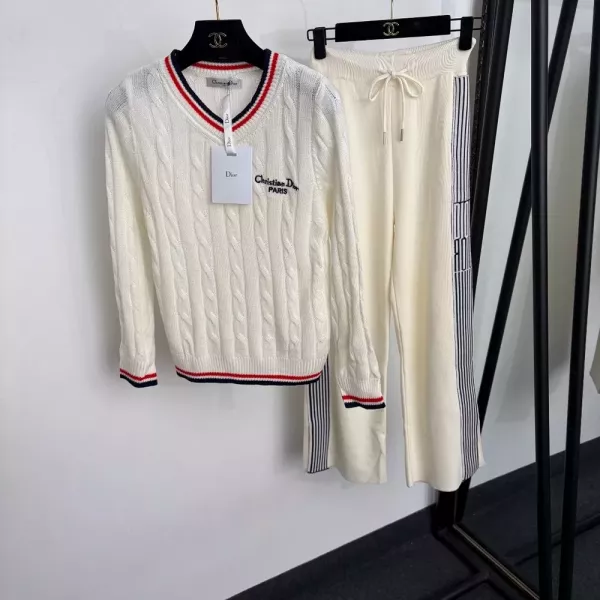 디올 브이넥 꽈배기 여성용 상하의 세트