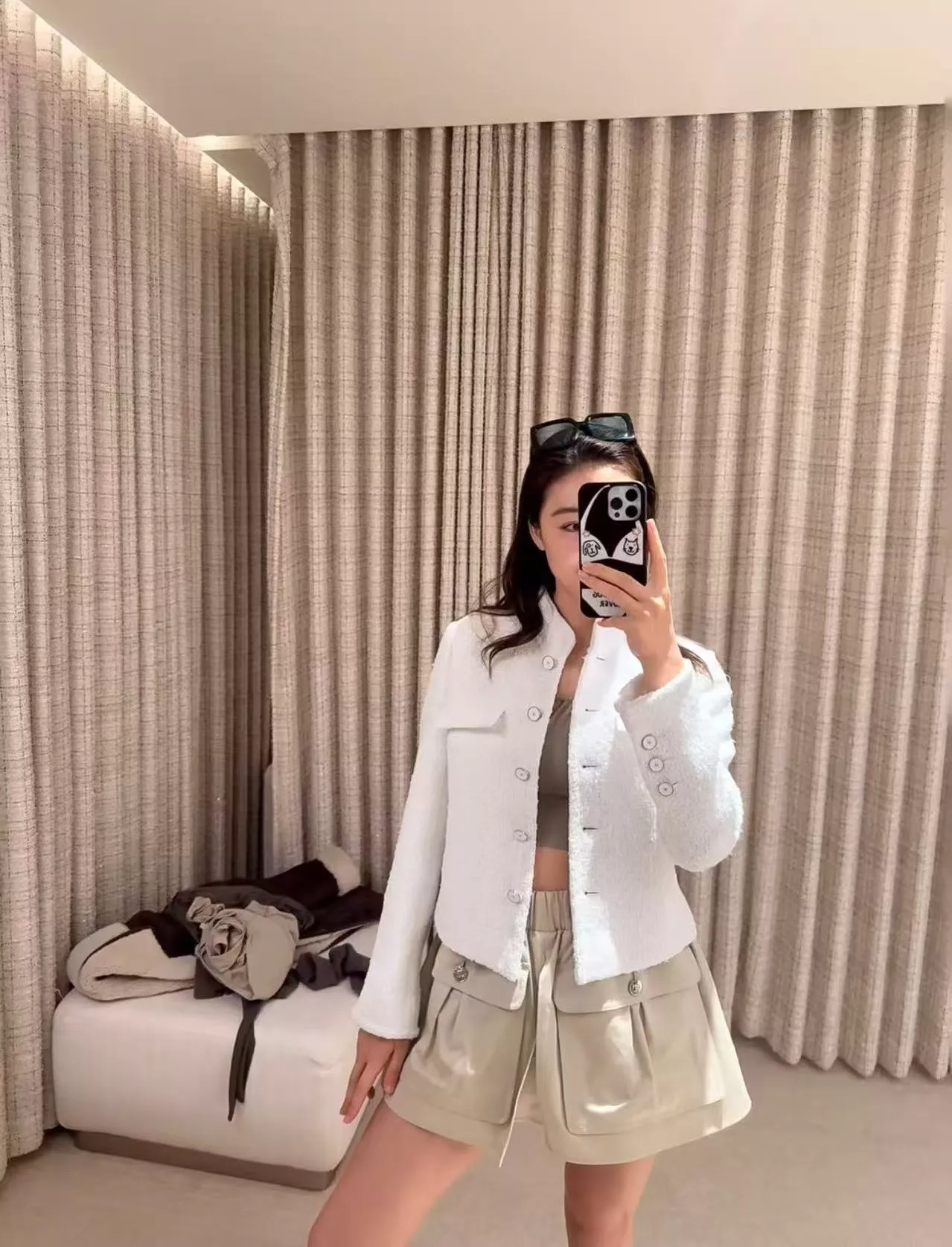 샤넬 플랩 포켓 밴딩 여성용 하프 팬츠 상세 이미지 11
