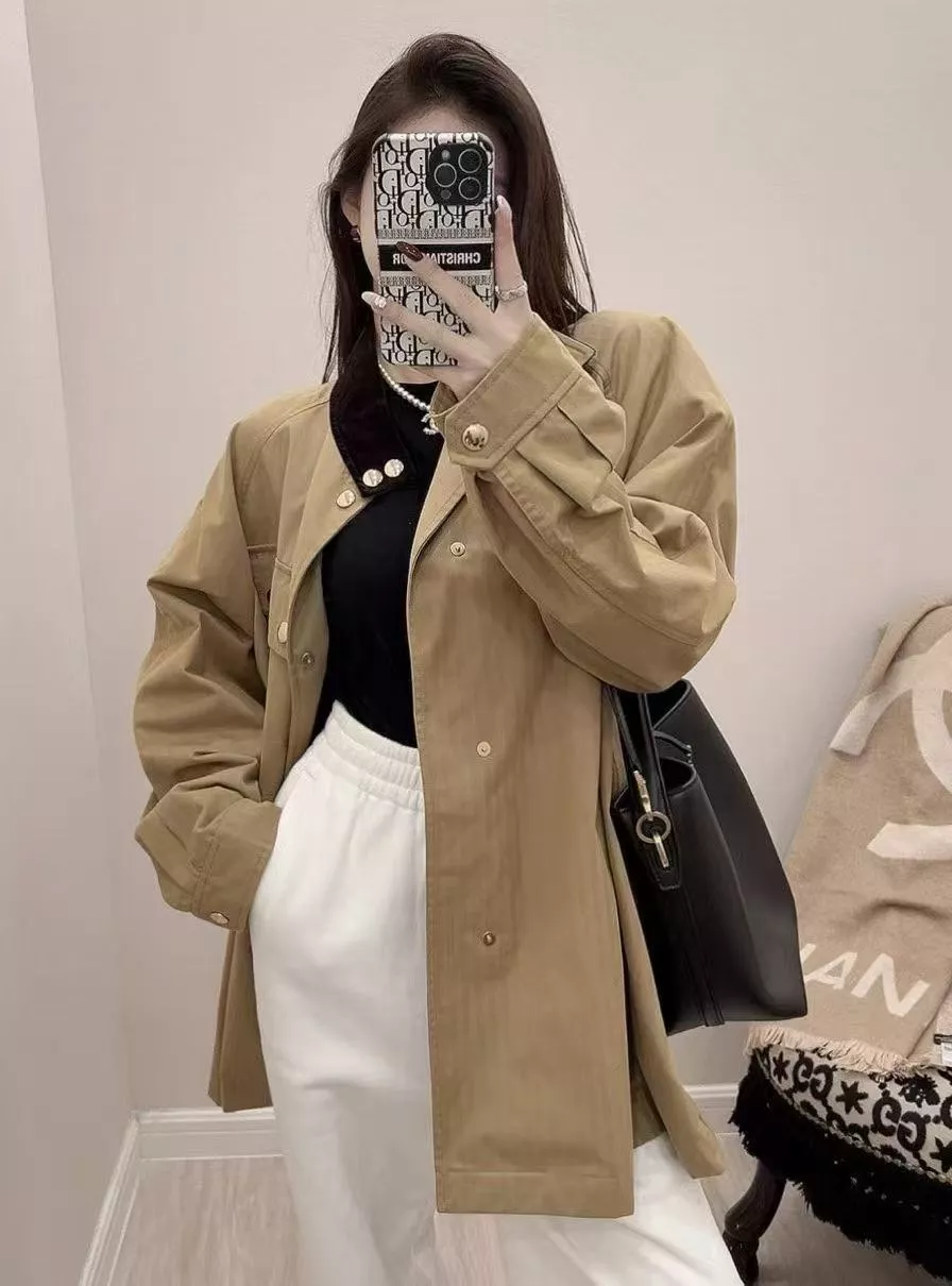 샤넬 코듀로이 스탠드넥 여성용 하프 코트 상세 이미지 13