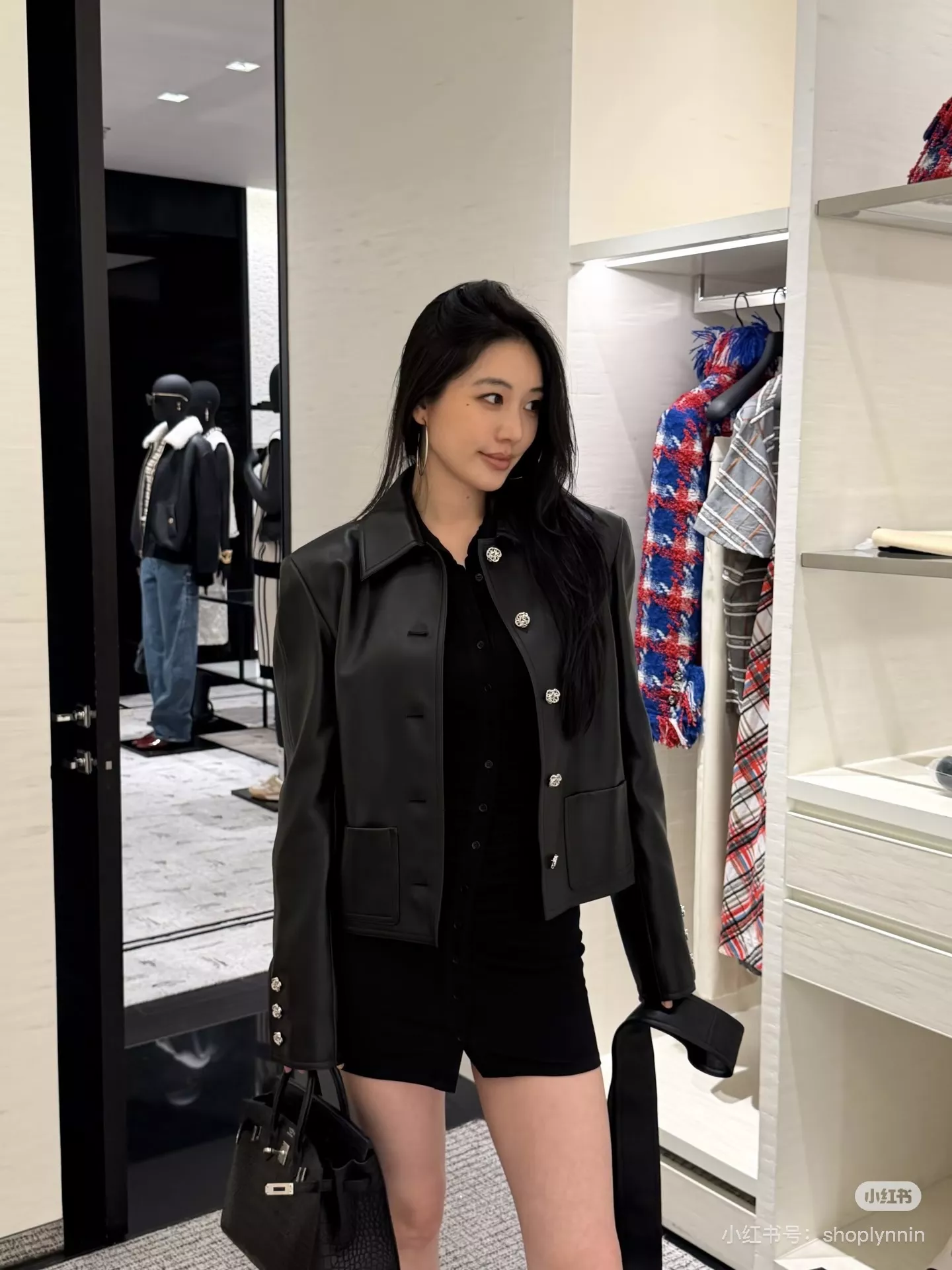 샤넬 양가죽 카라 벨트 여성용 가죽 재킷 상세 이미지 10
