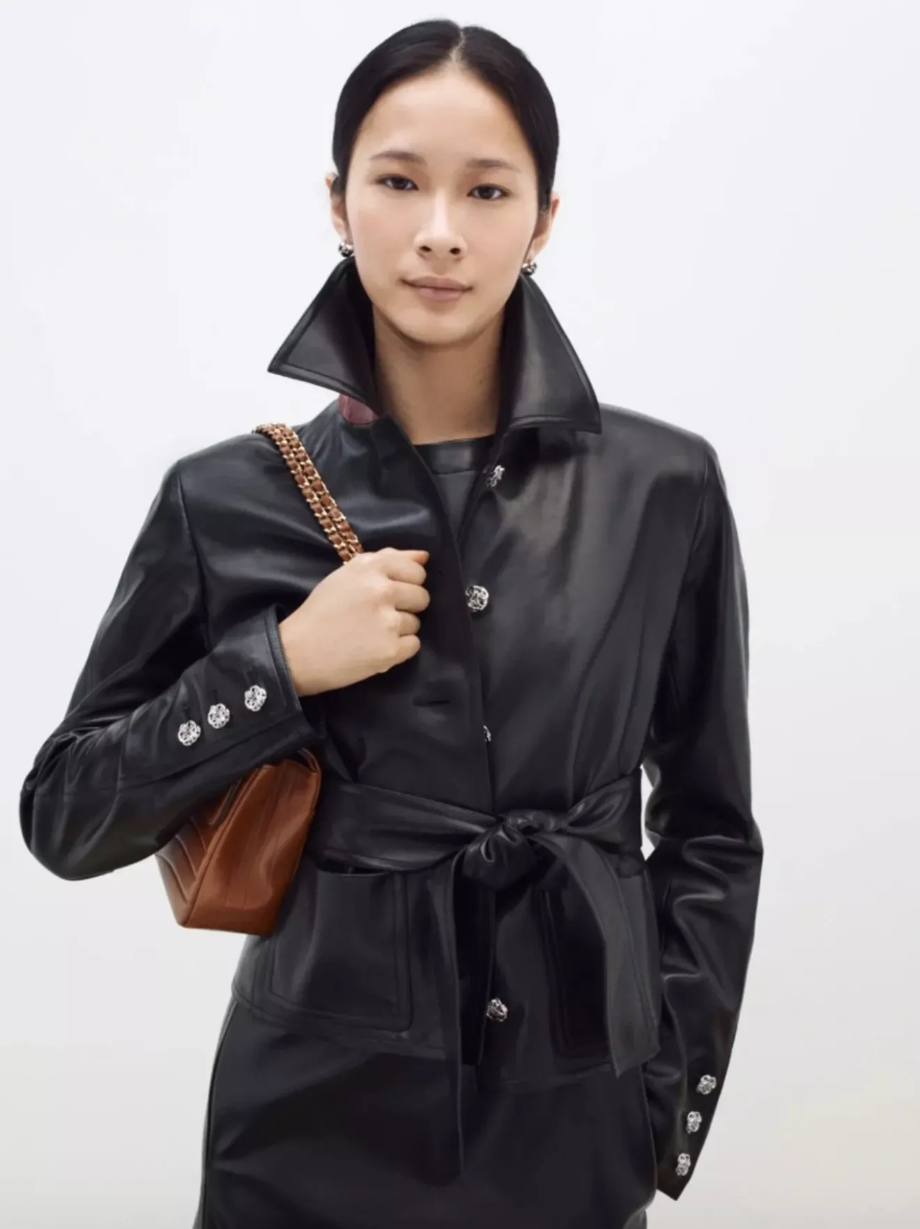 샤넬 양가죽 카라 벨트 여성용 가죽 재킷 상세 이미지 14