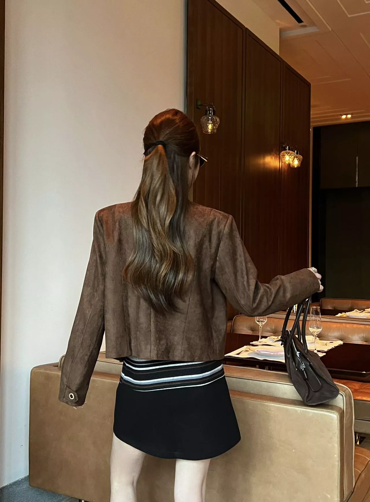 샤넬 스웨이드 스탠드넥 여성용 가죽 재킷 상세 이미지 28