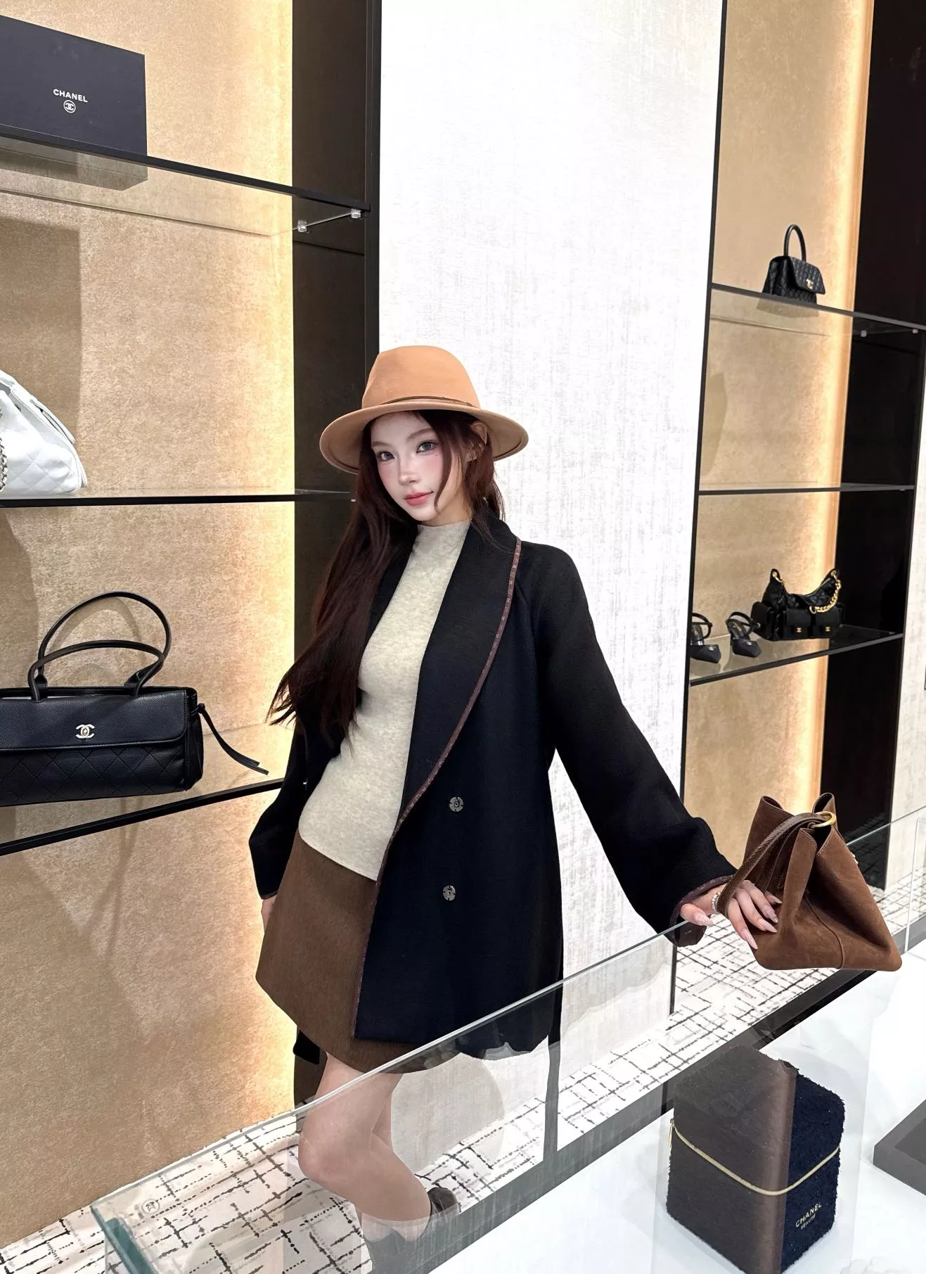 루이비통 숄칼라 벨트 모직 여성용 하프 코트 상세 이미지 19