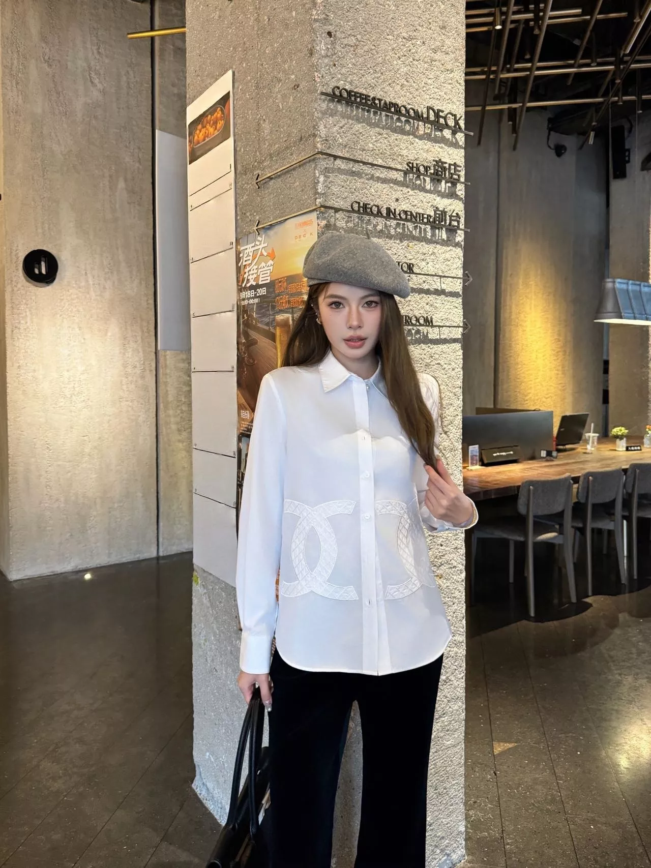 샤넬 양옆 패턴 카라 여성용 긴소매 셔츠 상세 이미지 19