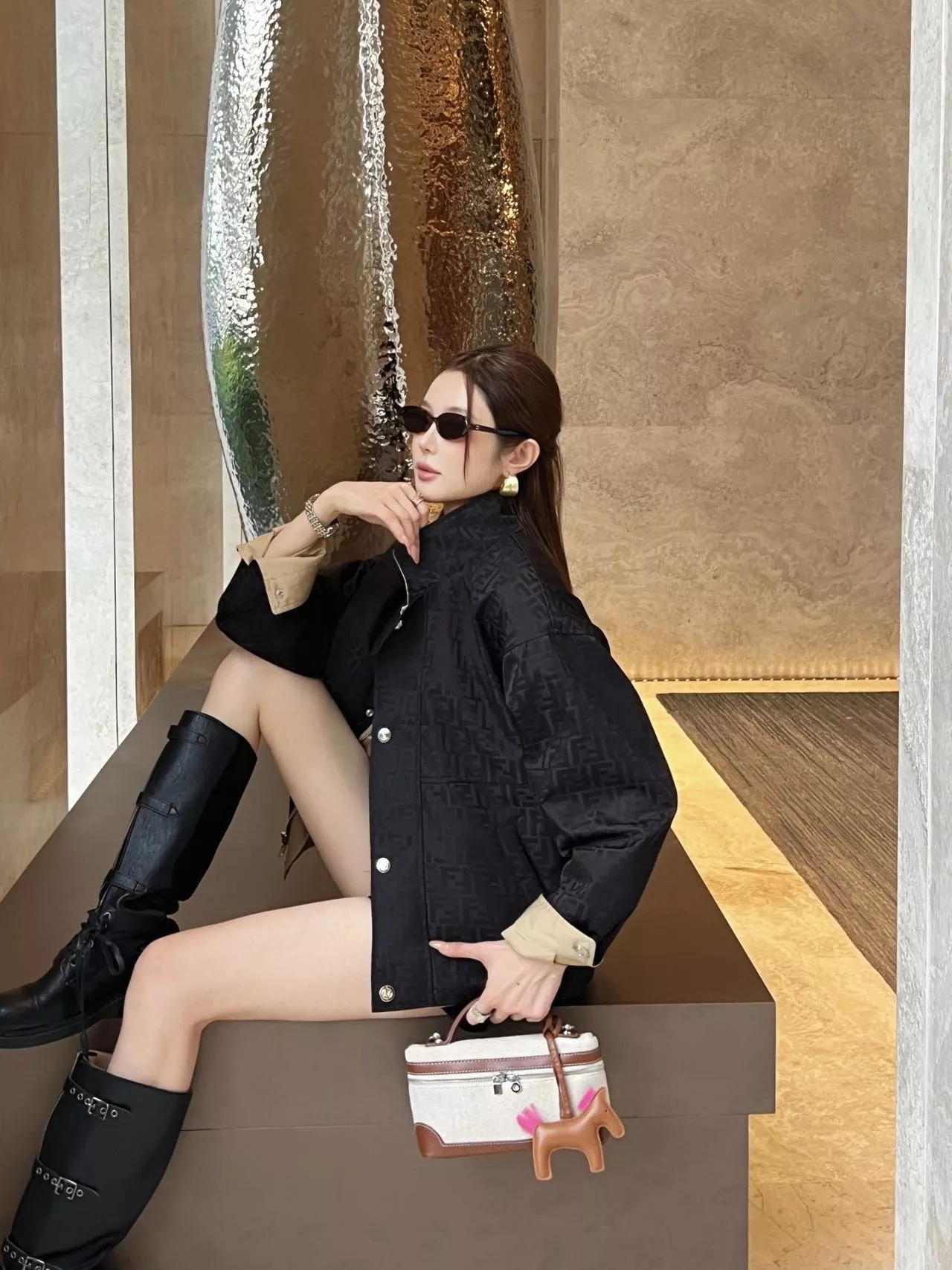 펜디 양면 면 소재 여성용 버튼 재킷 상세 이미지 34